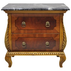 Vintage Italian Marble Top Small French Louis XV Style Bombe Commode Chest