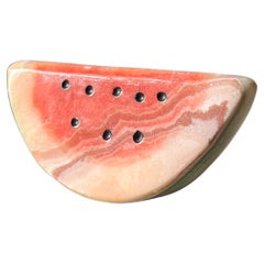 Vintage Italian marble watermelon objet, mid 20th century 