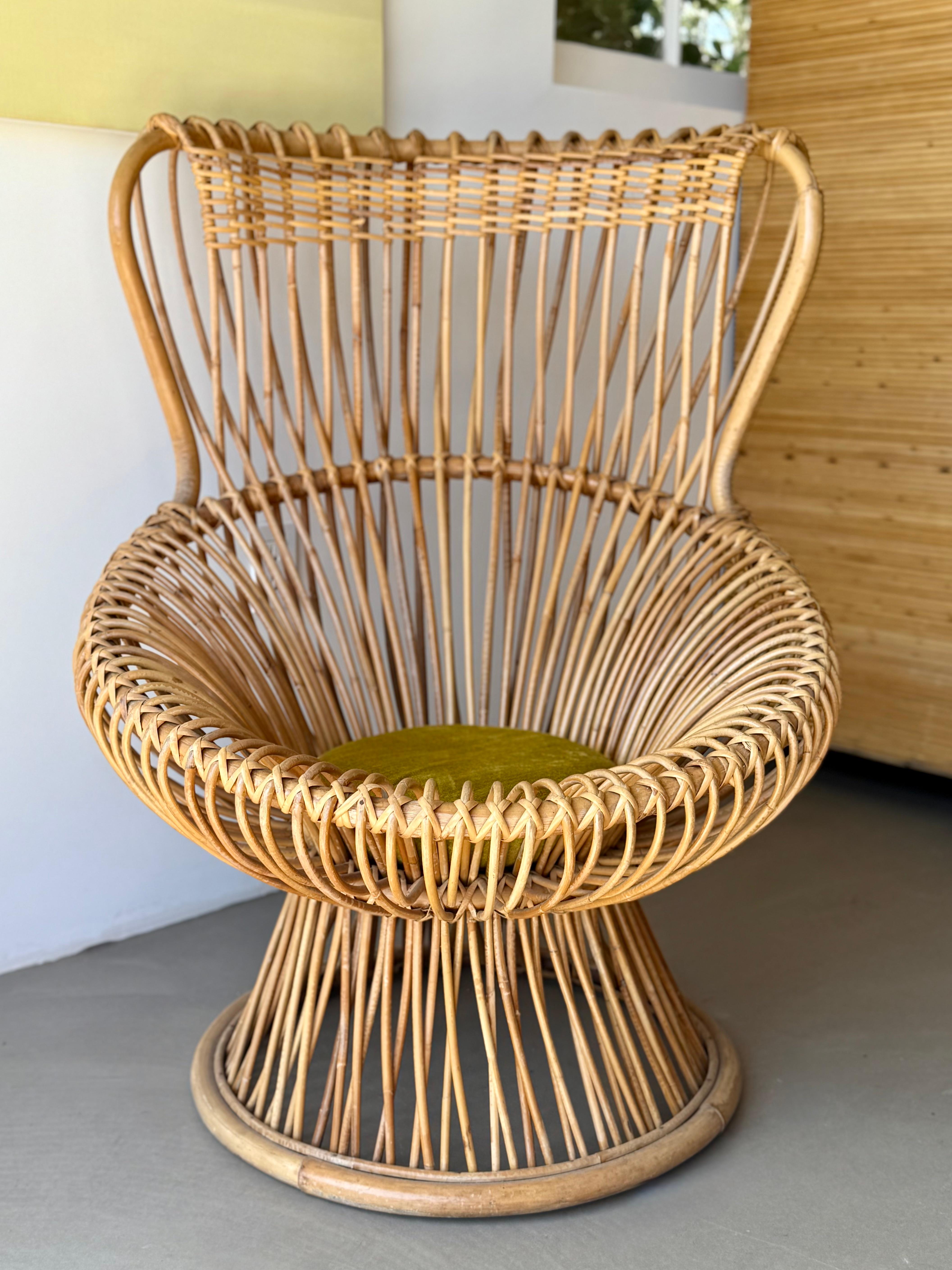 Fauteuil en rotin vintage italien 