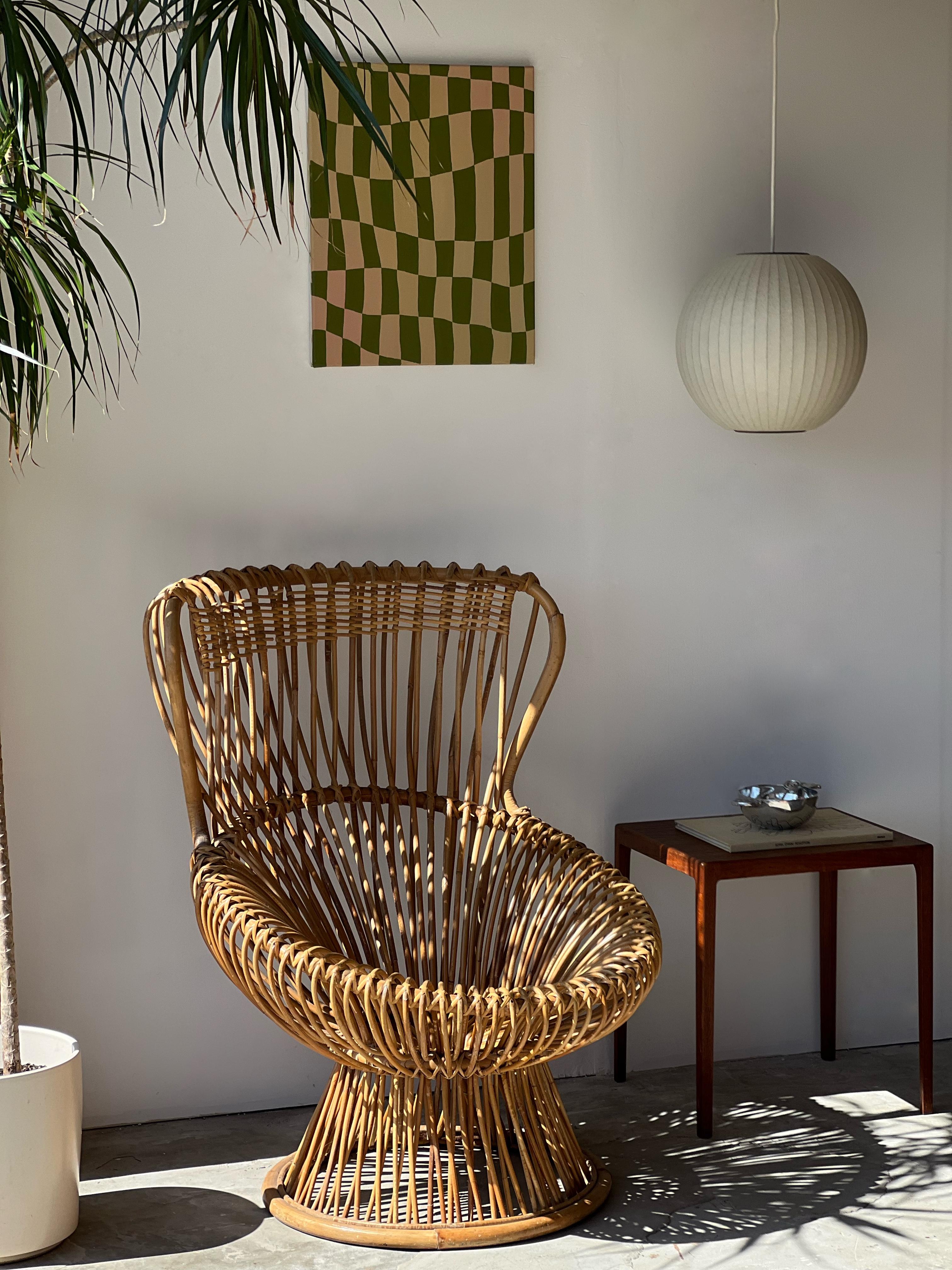Fauteuil en rotin vintage italien 