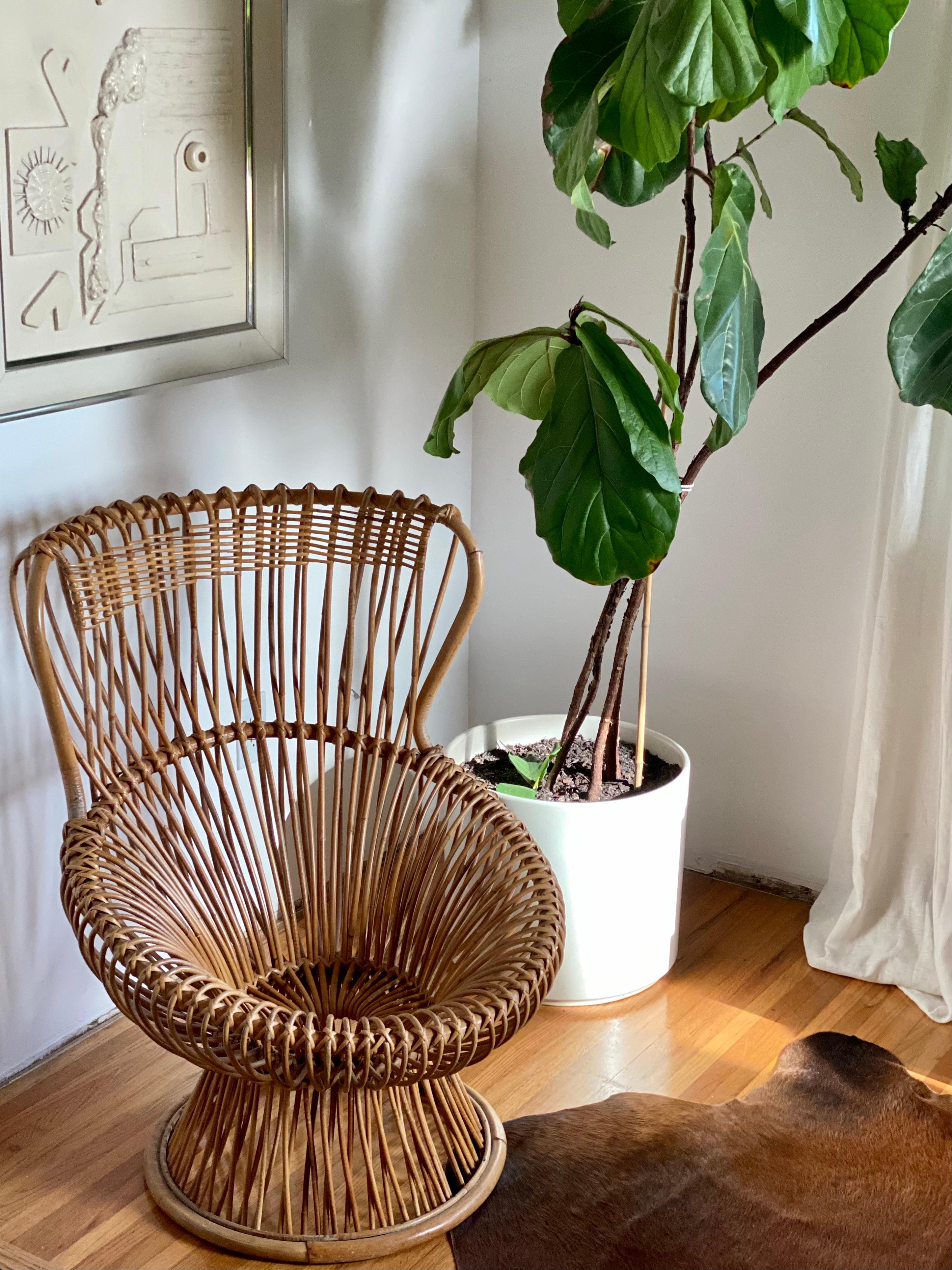 Fauteuil en rotin vintage italien 