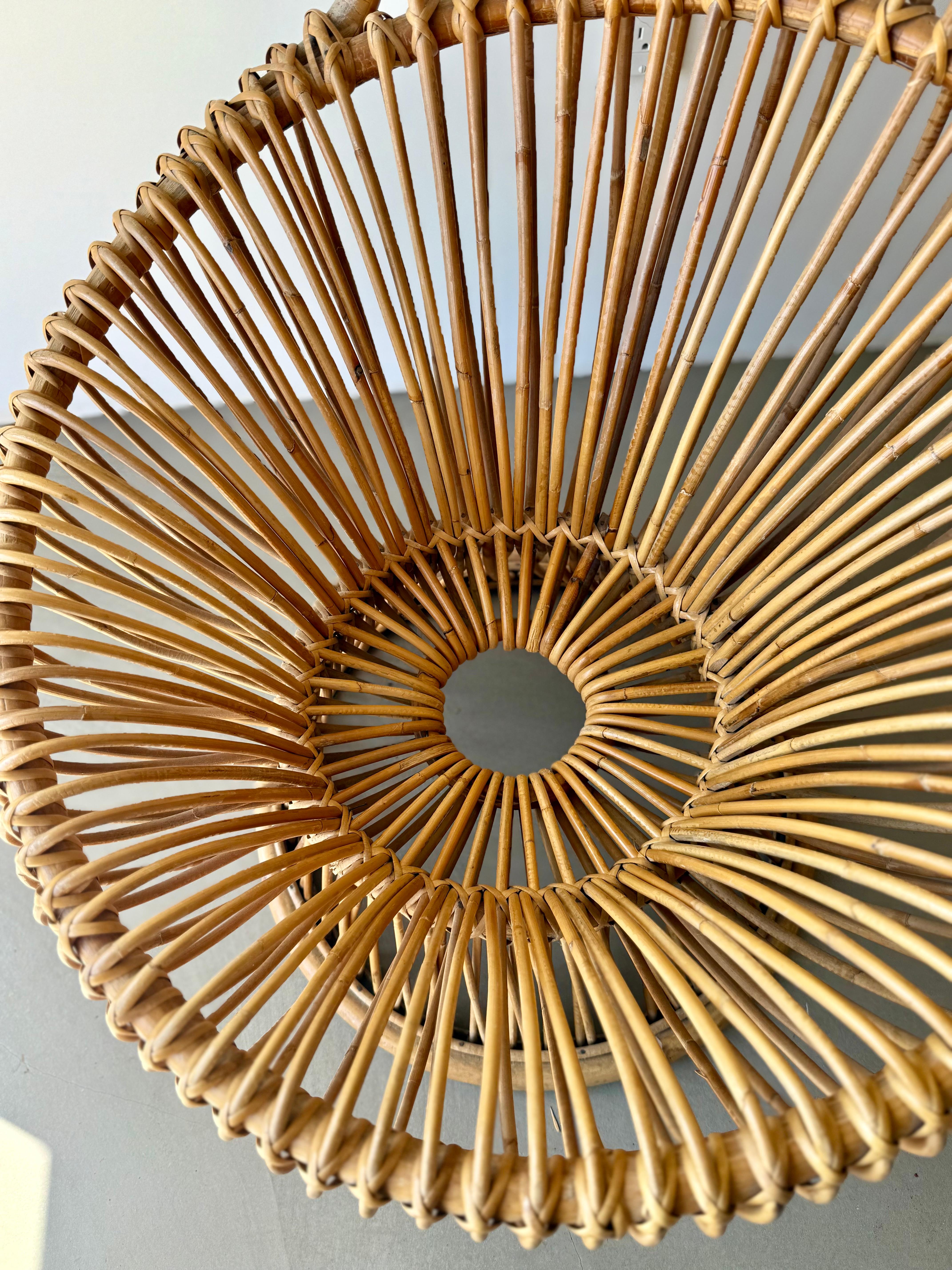 Mid-Century Modern Fauteuil en rotin vintage italien 