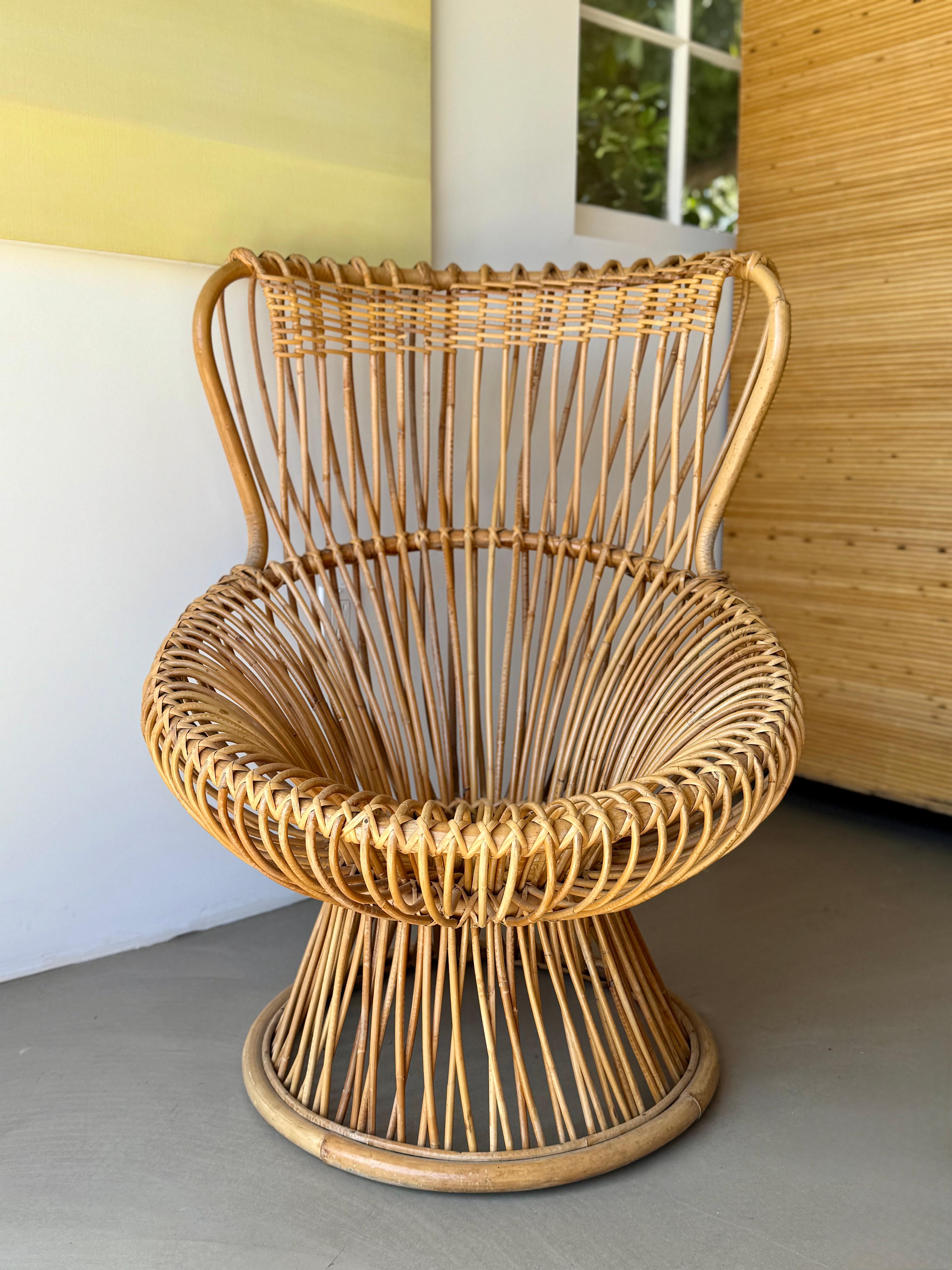 Fauteuil en rotin vintage italien 