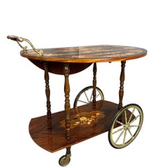 Vintage Italienisch Intarsien Bar Wagen Hollywood Regency