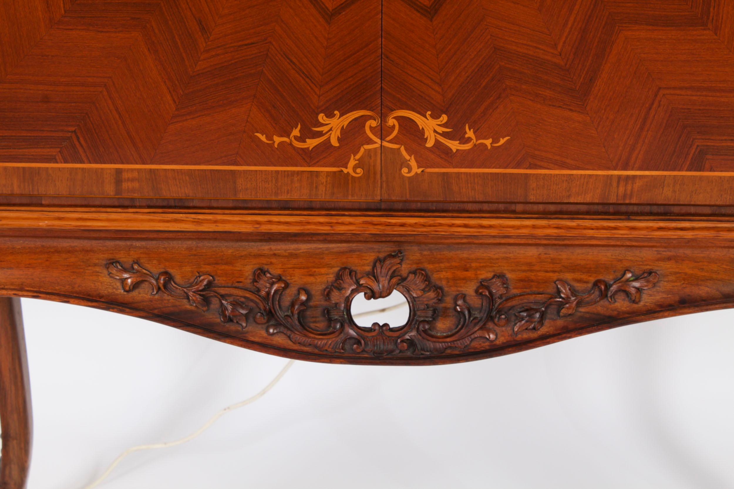 Vintage Italian Marquetry Inlaid Burr Walnut Cocktail Cabinet Mid Century 12