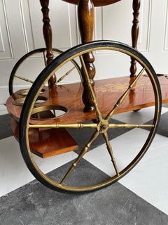 Carrello da bar italiano vintage in legno intarsiato - Made in Italy