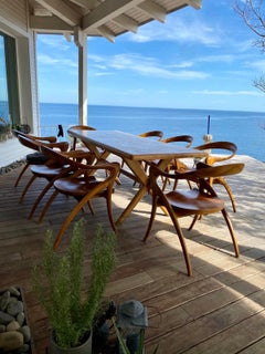 Vintage Italian Massive Oak Table Raised on Cross Legs