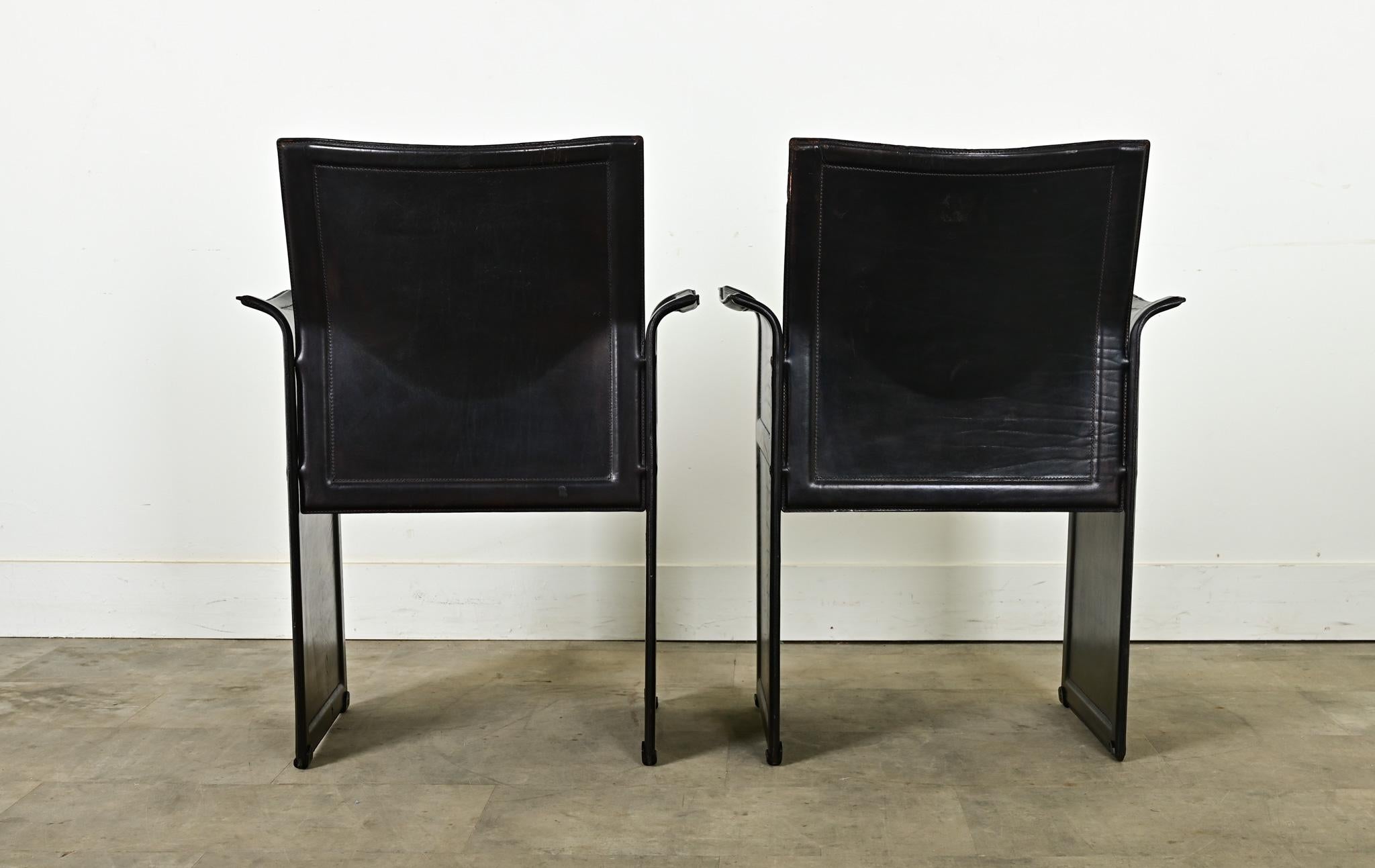 Vintage Italian Matteo Grassi Leather Armchairs For Sale 3