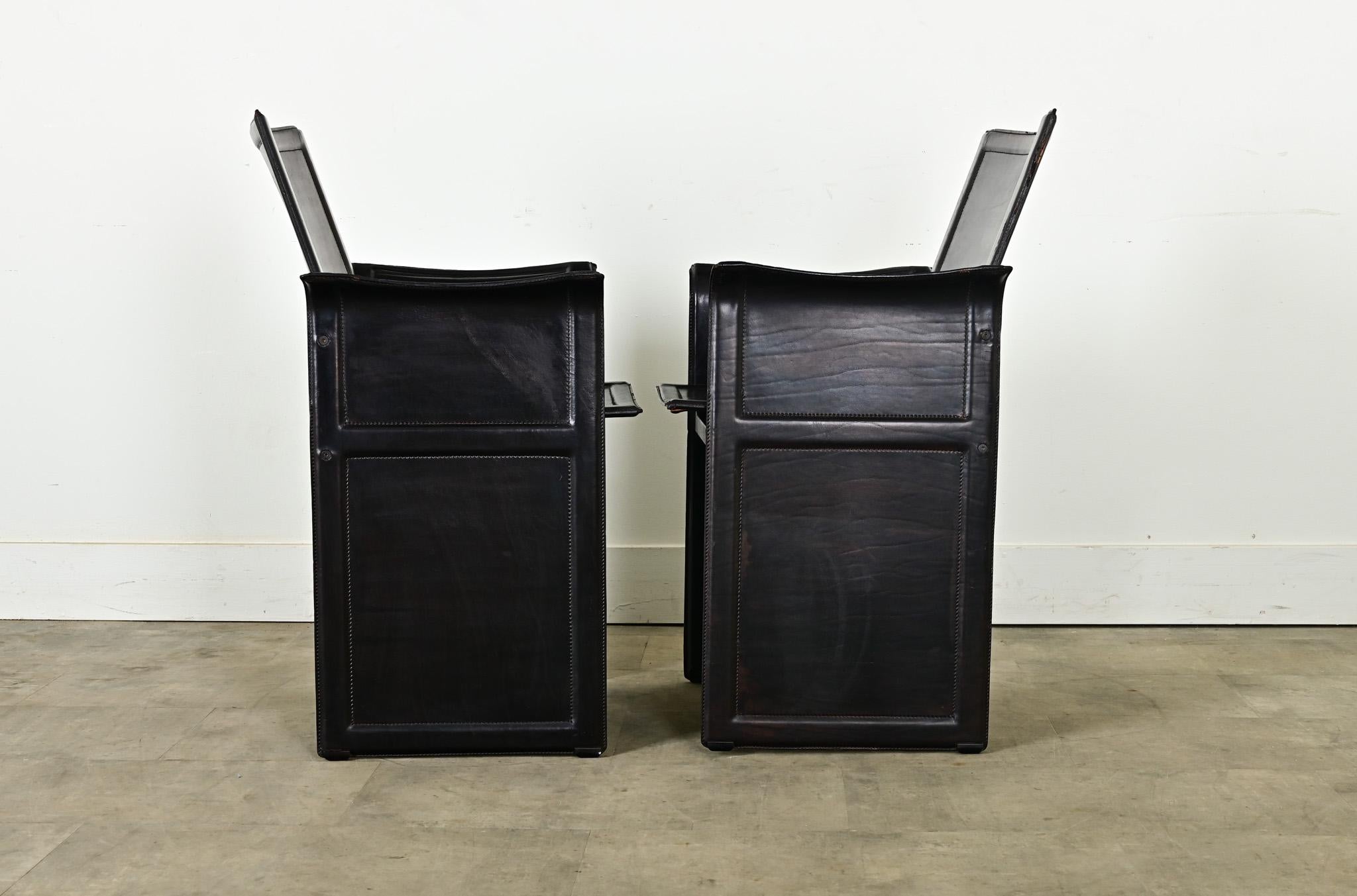 Vintage Italian Matteo Grassi Leather Armchairs For Sale 4