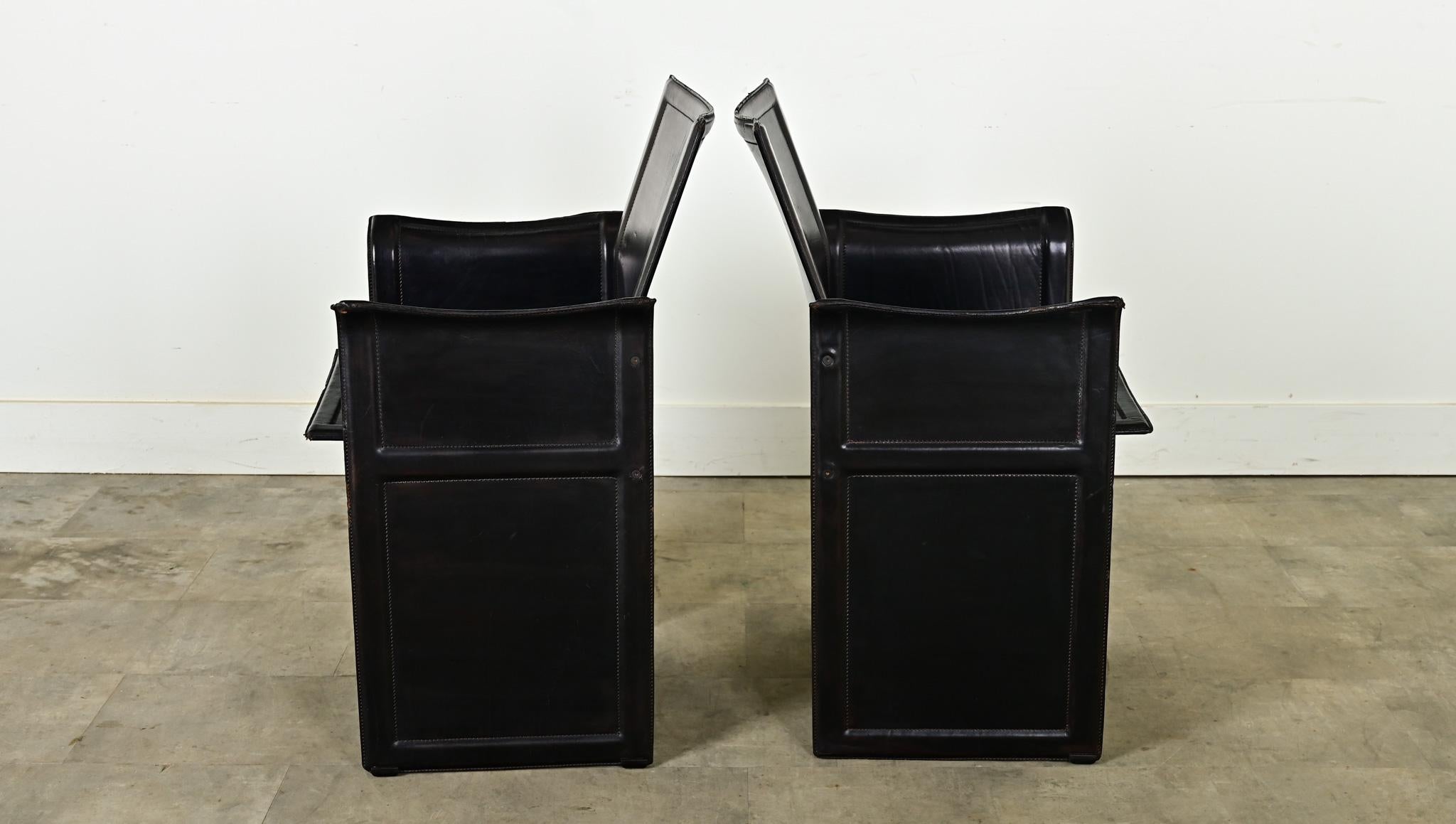 Vintage Italian Matteo Grassi Leather Armchairs For Sale 5