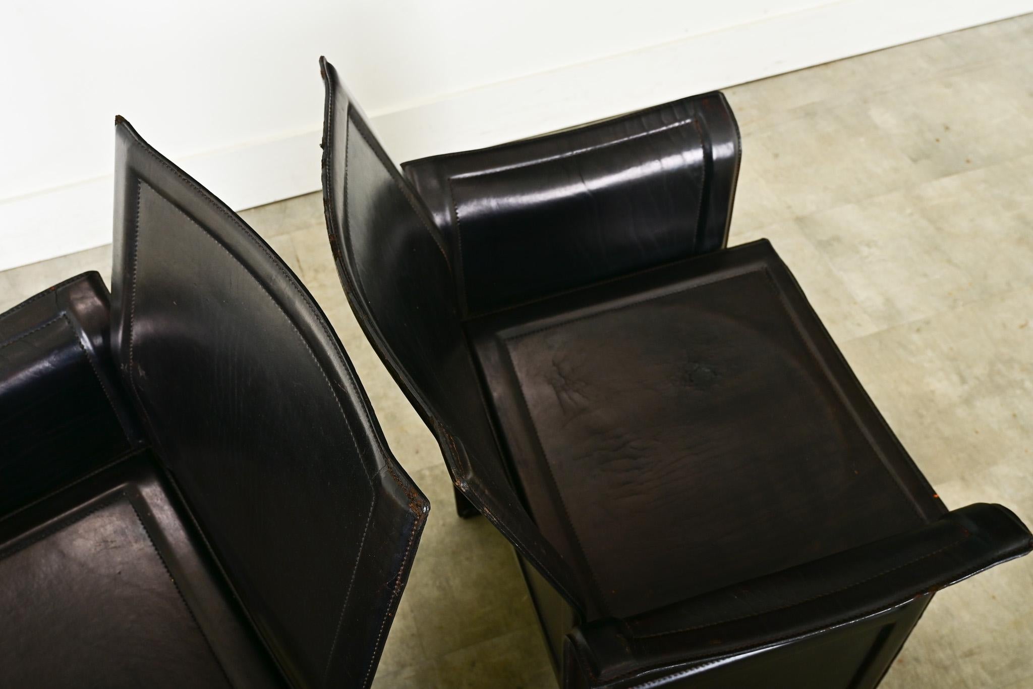 Vintage Italian Matteo Grassi Leather Armchairs For Sale 6