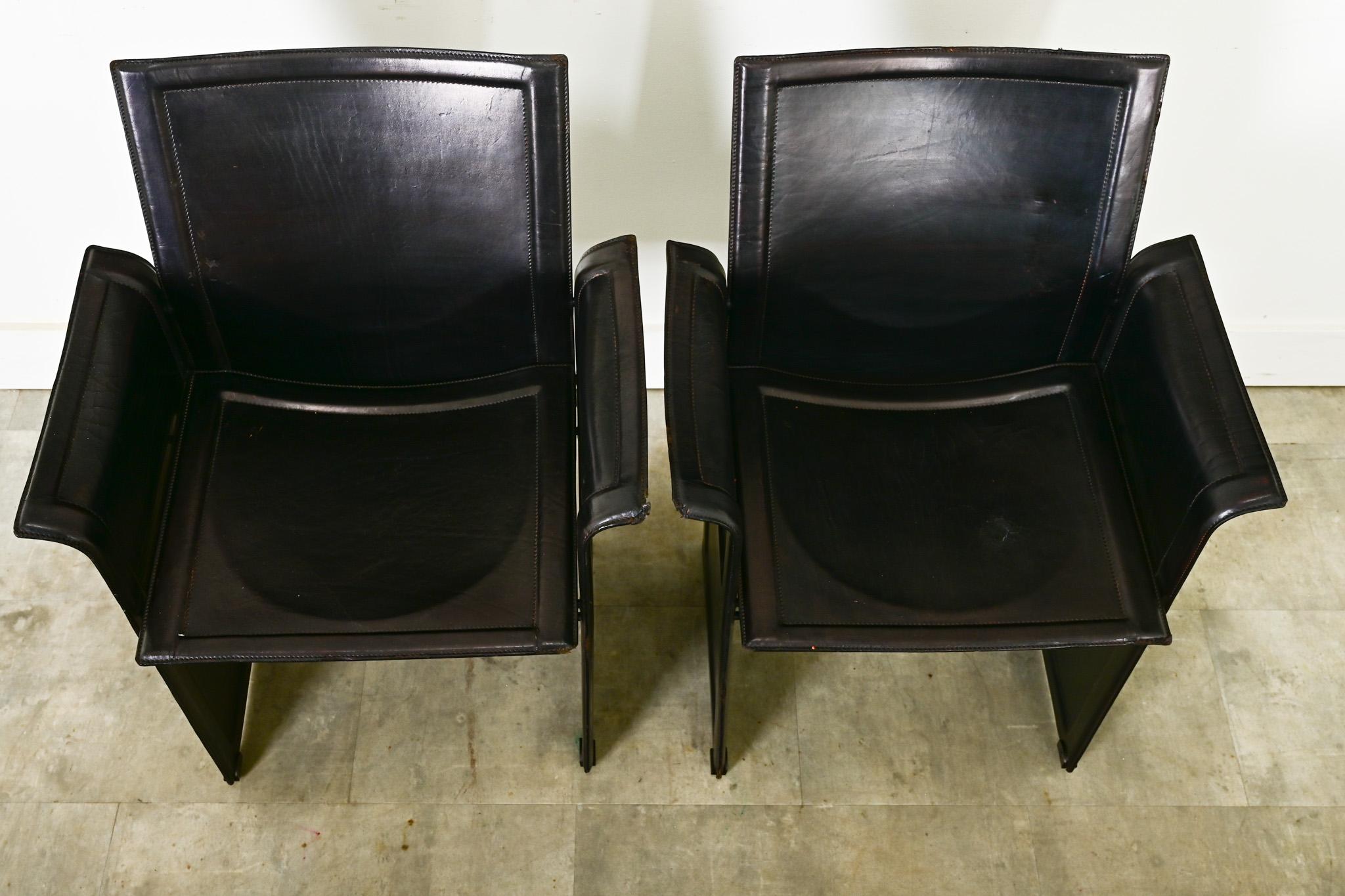 Other Vintage Italian Matteo Grassi Leather Armchairs For Sale