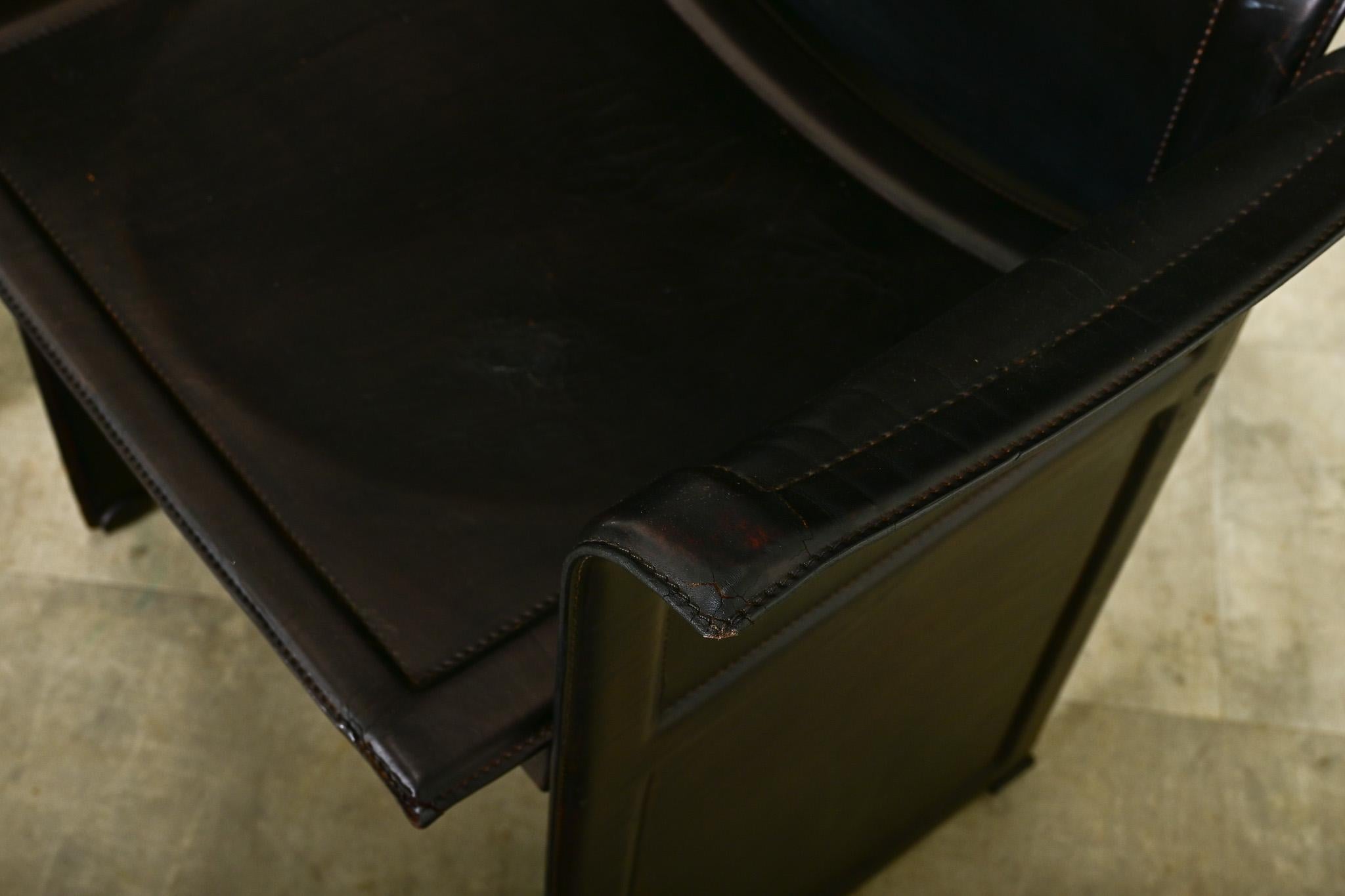 20th Century Vintage Italian Matteo Grassi Leather Armchairs For Sale