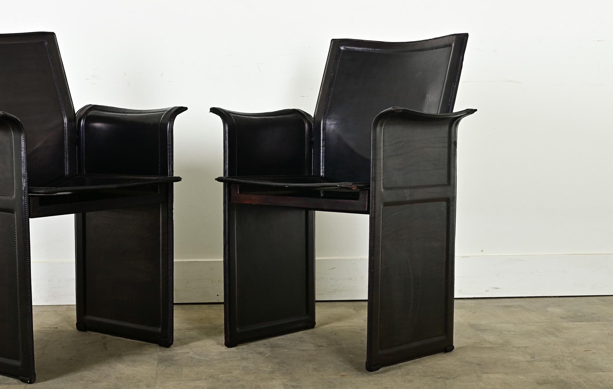 Vintage Italian Matteo Grassi Leather Armchairs For Sale 1
