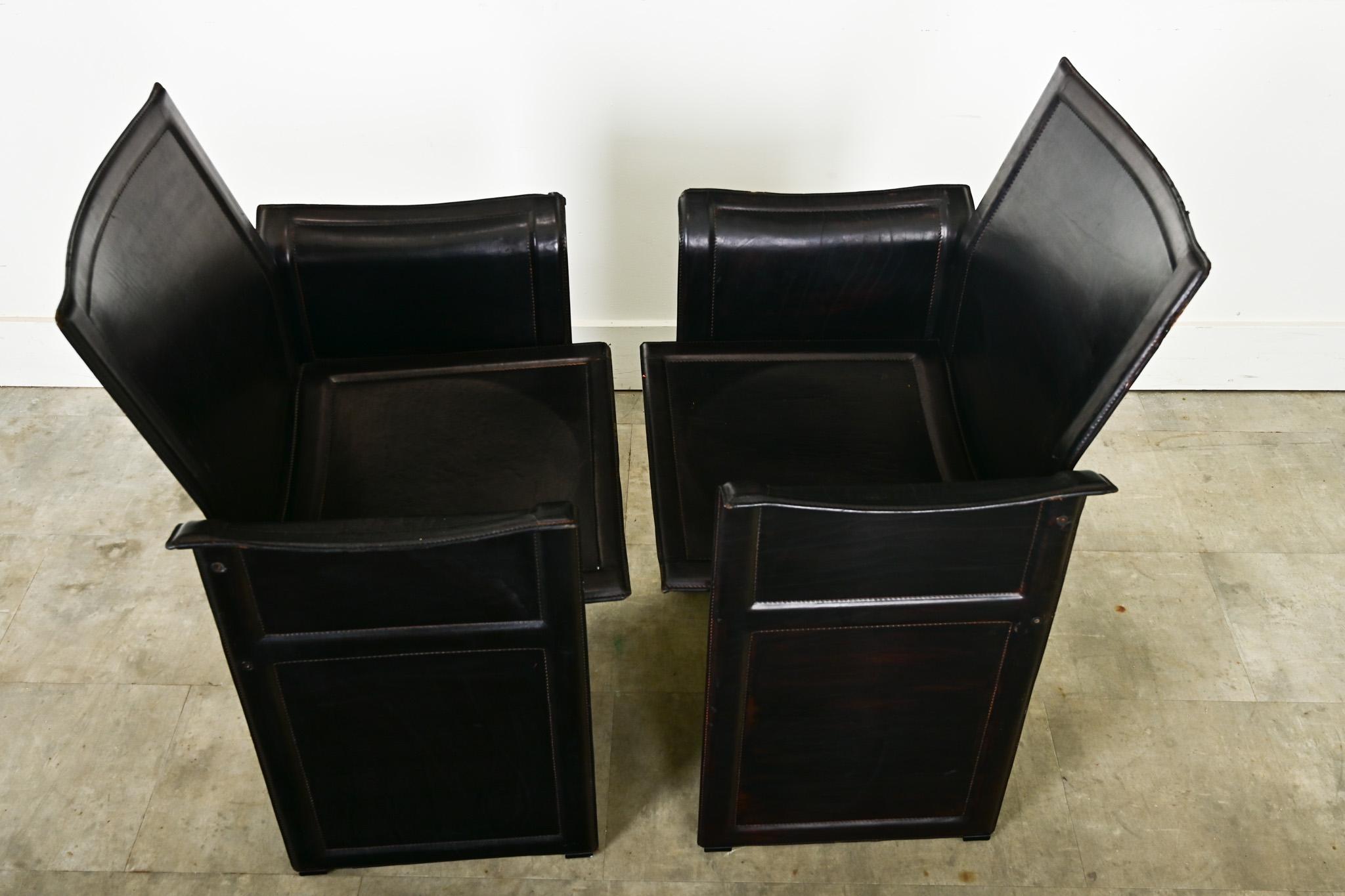 Vintage Italian Matteo Grassi Leather Armchairs For Sale 2