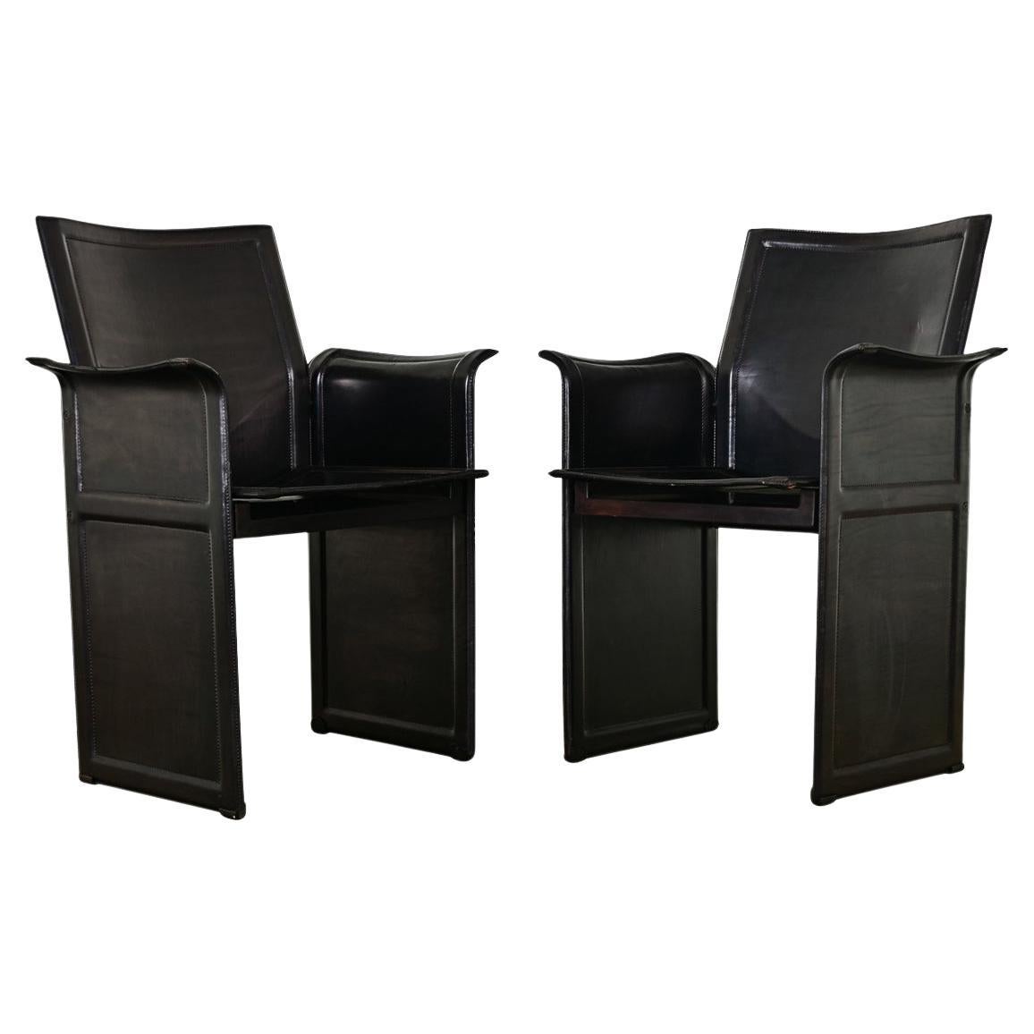 Vintage Italian Matteo Grassi Leather Armchairs For Sale