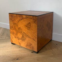 Vintage Italian Mcm Burl Wood Cube Chest, 1960s