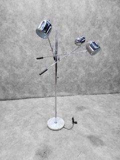 MCM Italian Chrome and Marble Triennale for Arredoluce Style Floor Lamp