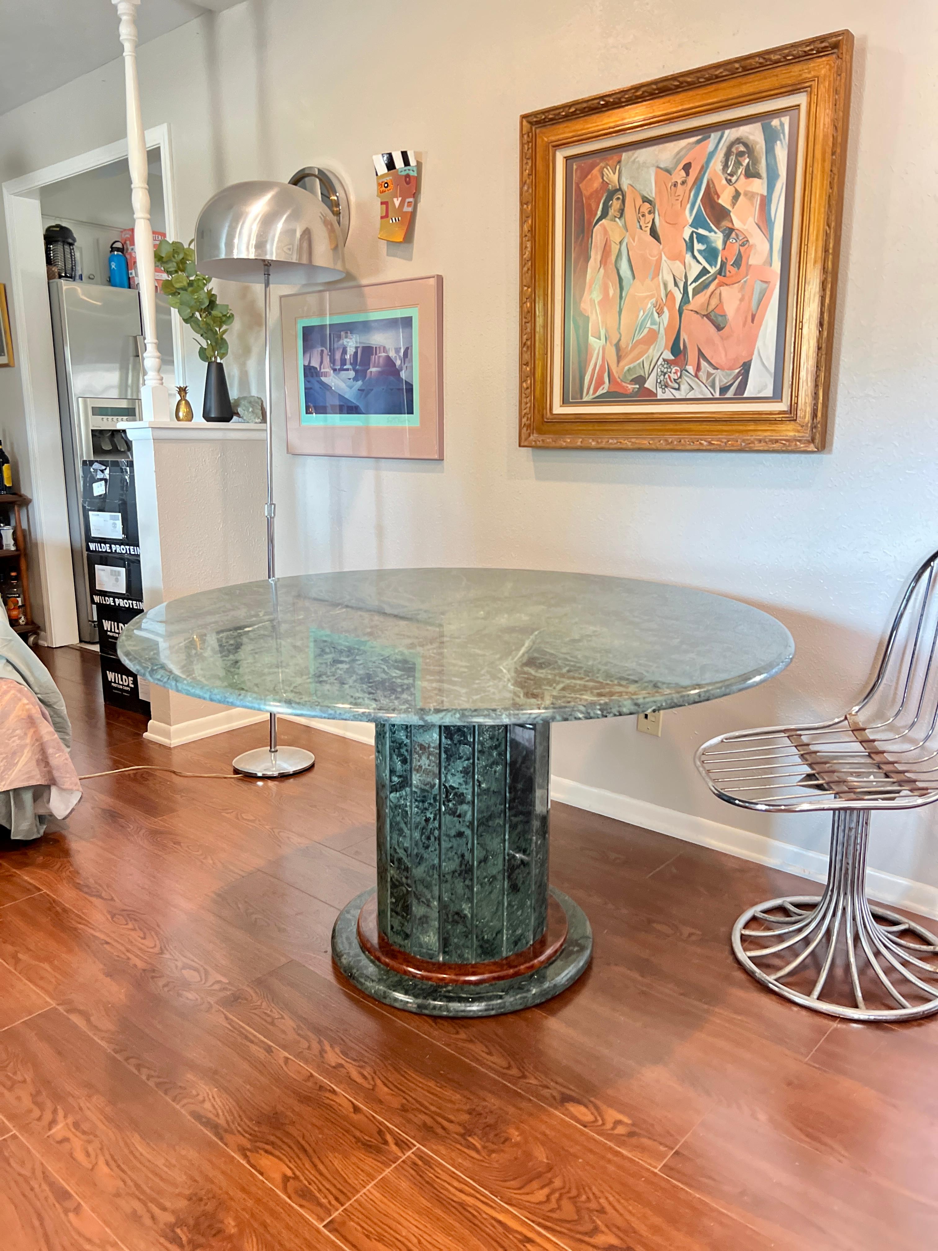 Vintage Italian Mcm Circular Green Marble Dining Table with a Panel ...