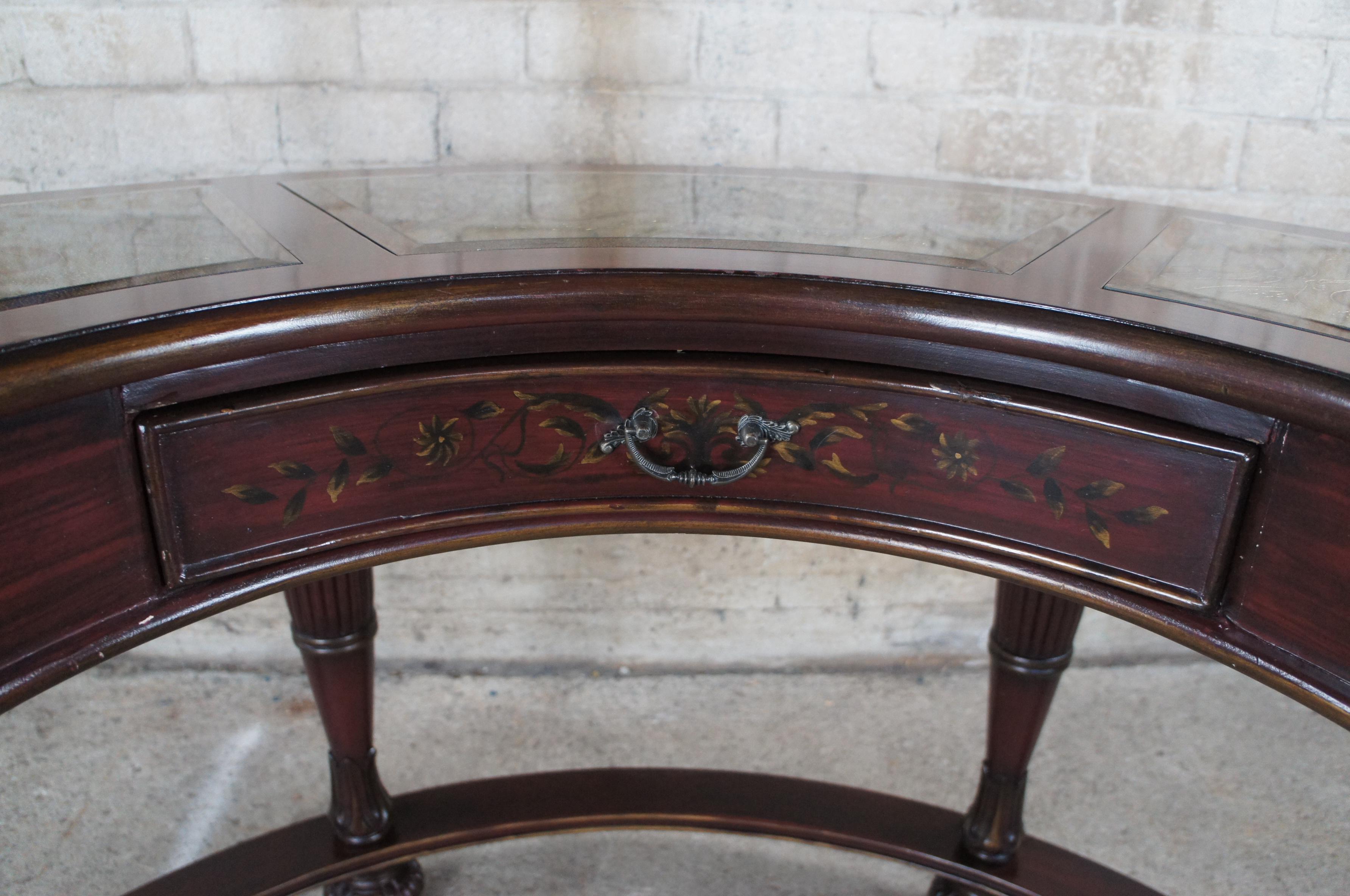Vintage Italian Mediterranean Half Round Demilune Writing Table Desk 5