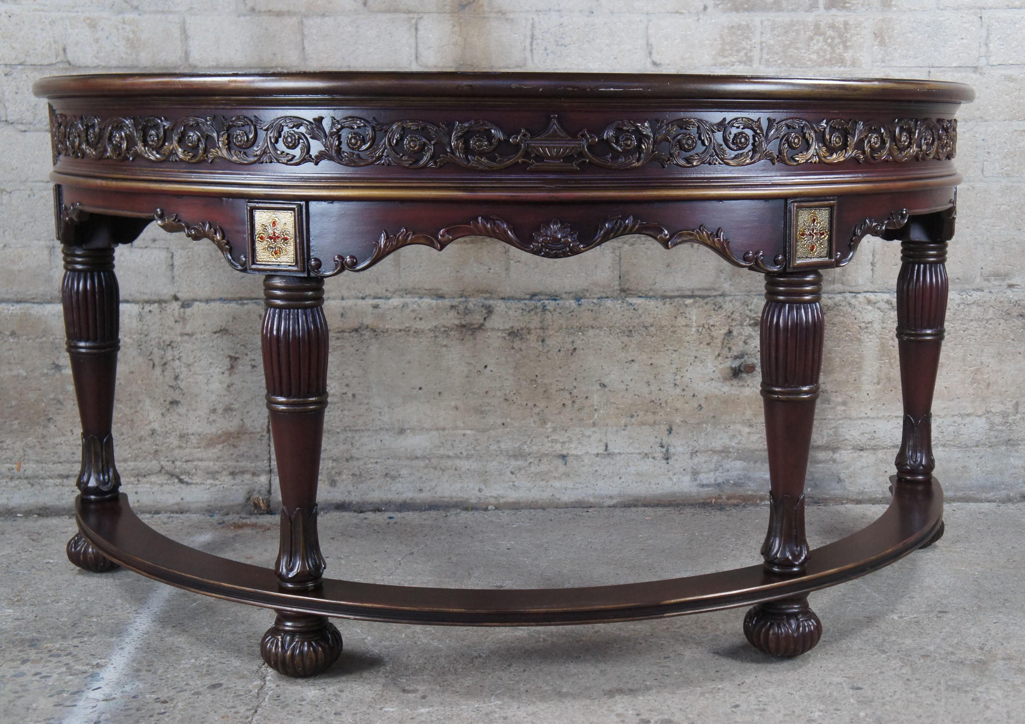Vintage Italian Mediterranean Half Round Demilune Writing Table Desk In Good Condition In Dayton, OH