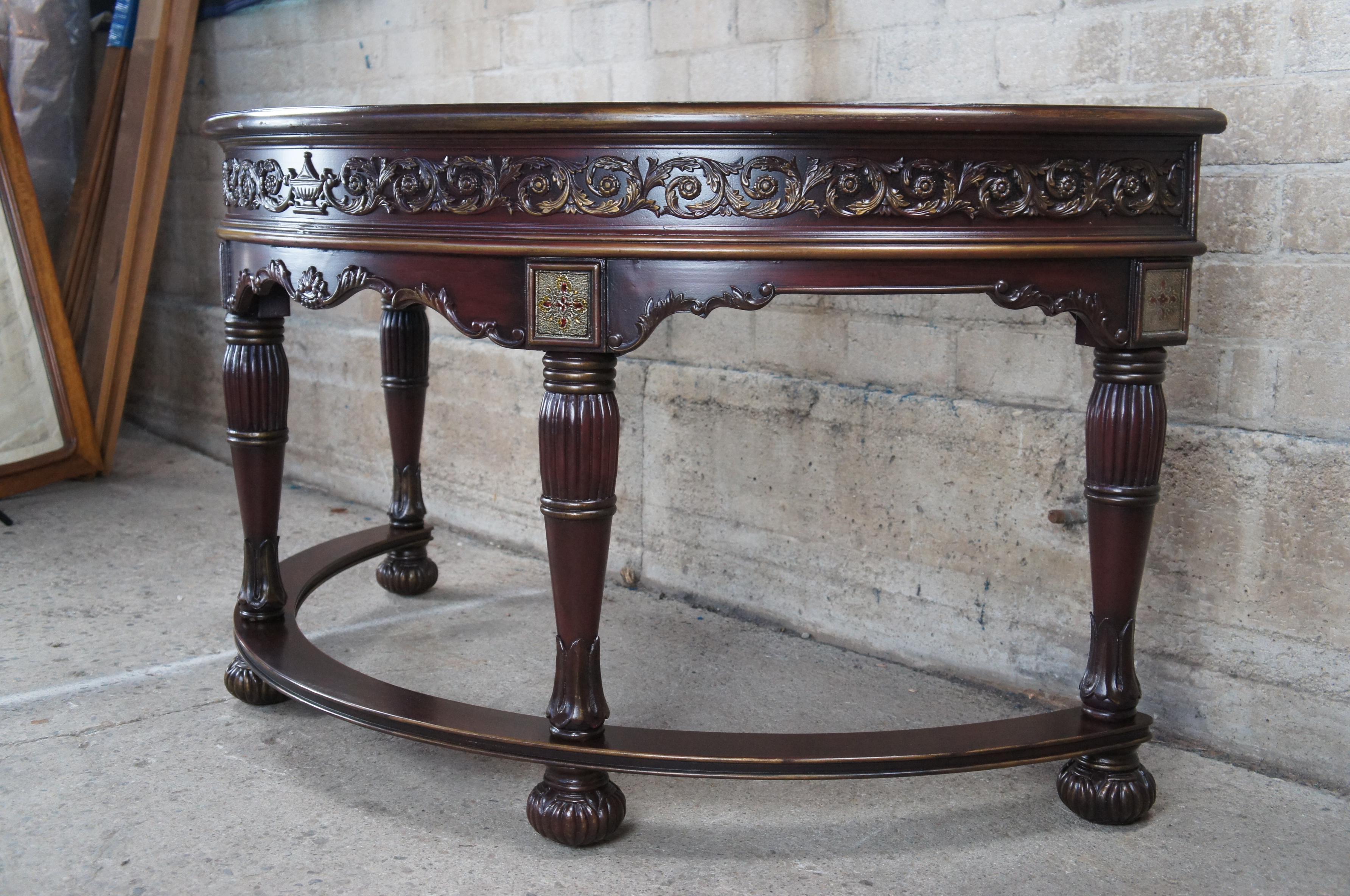 20th Century Vintage Italian Mediterranean Half Round Demilune Writing Table Desk