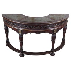 Vintage Italian Mediterranean Half Round Demilune Writing Table Desk
