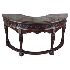 Ancienne table à écrire Demilune demi-ronde méditerranéenne italienne Bureau 60".