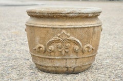 Vintage Italian Mediterranean Style Cast Stone Cement Garden Planter Pot