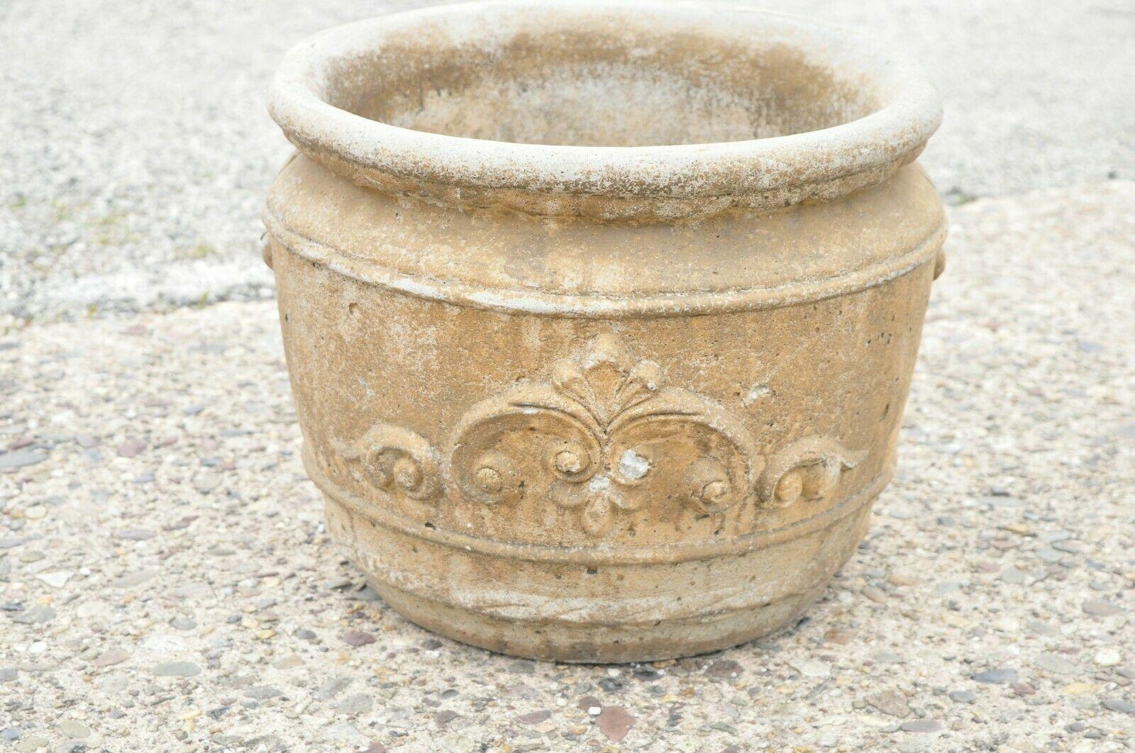 20th Century Vintage Italian Mediterranean Style Cast Stone Cement Garden Planter Pot