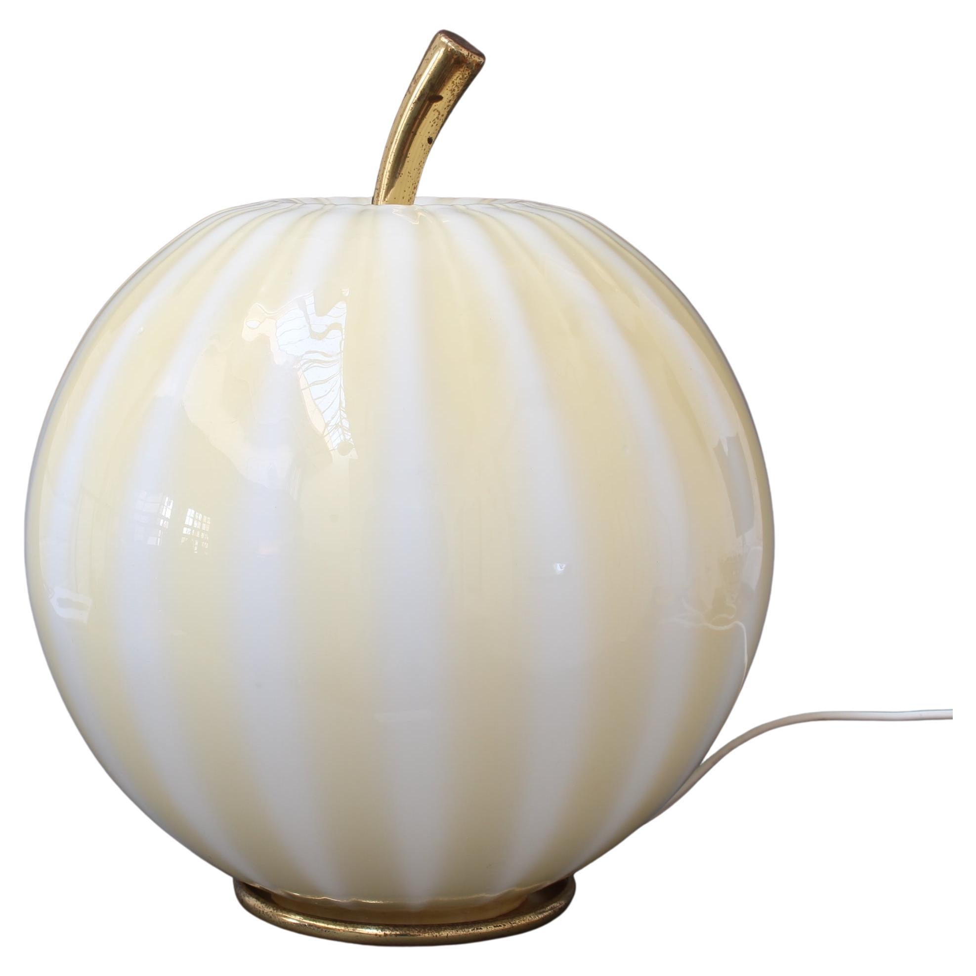 Lampe à globe italienne vintage en forme de melon (vers les années 1960)