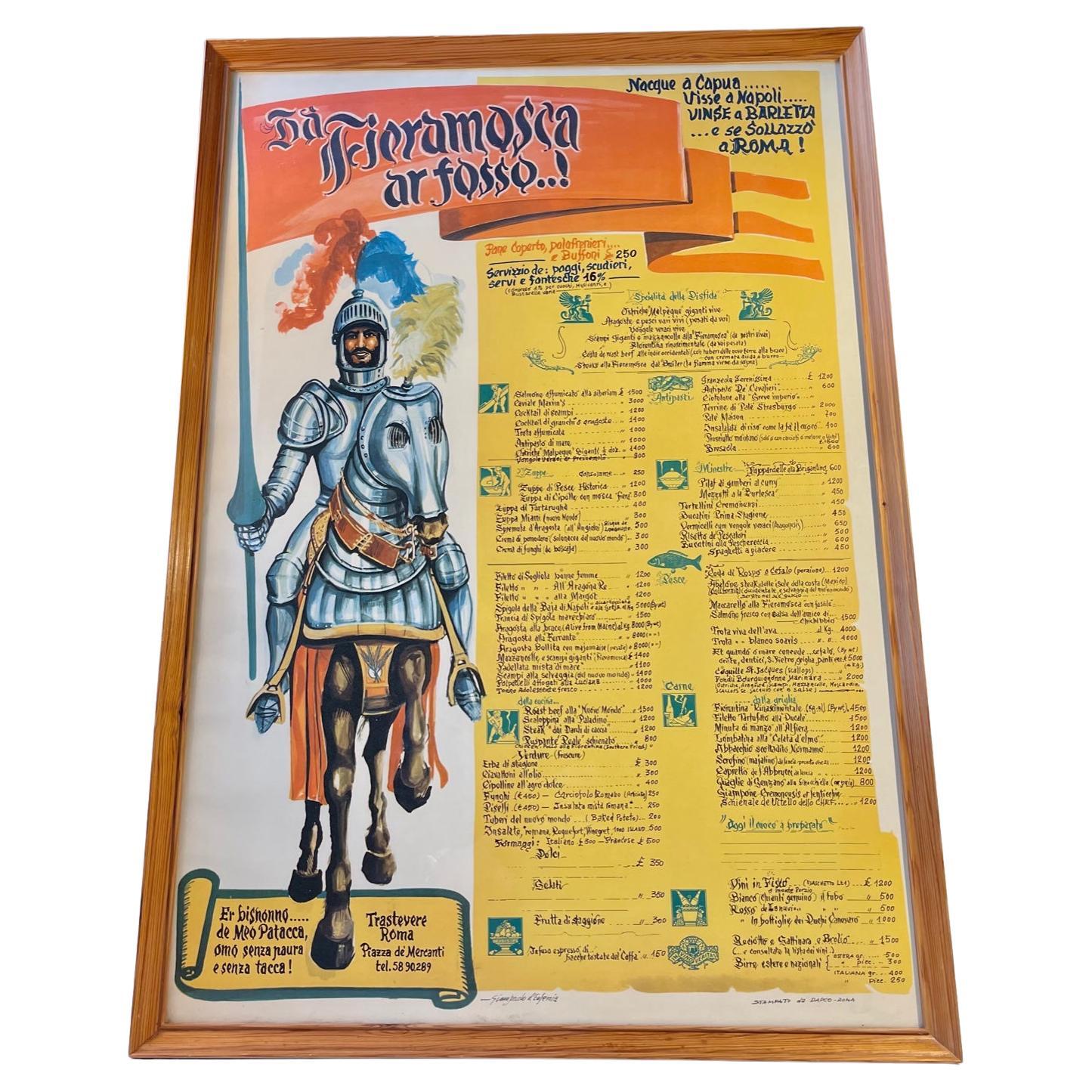 Affiche de cartes de menu italienne vintage, années 1960
