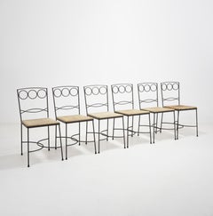Vintage Italian Metal and Straw Bistro Chairs