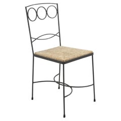 Retro Italian Metal and Straw Bistro Chairs