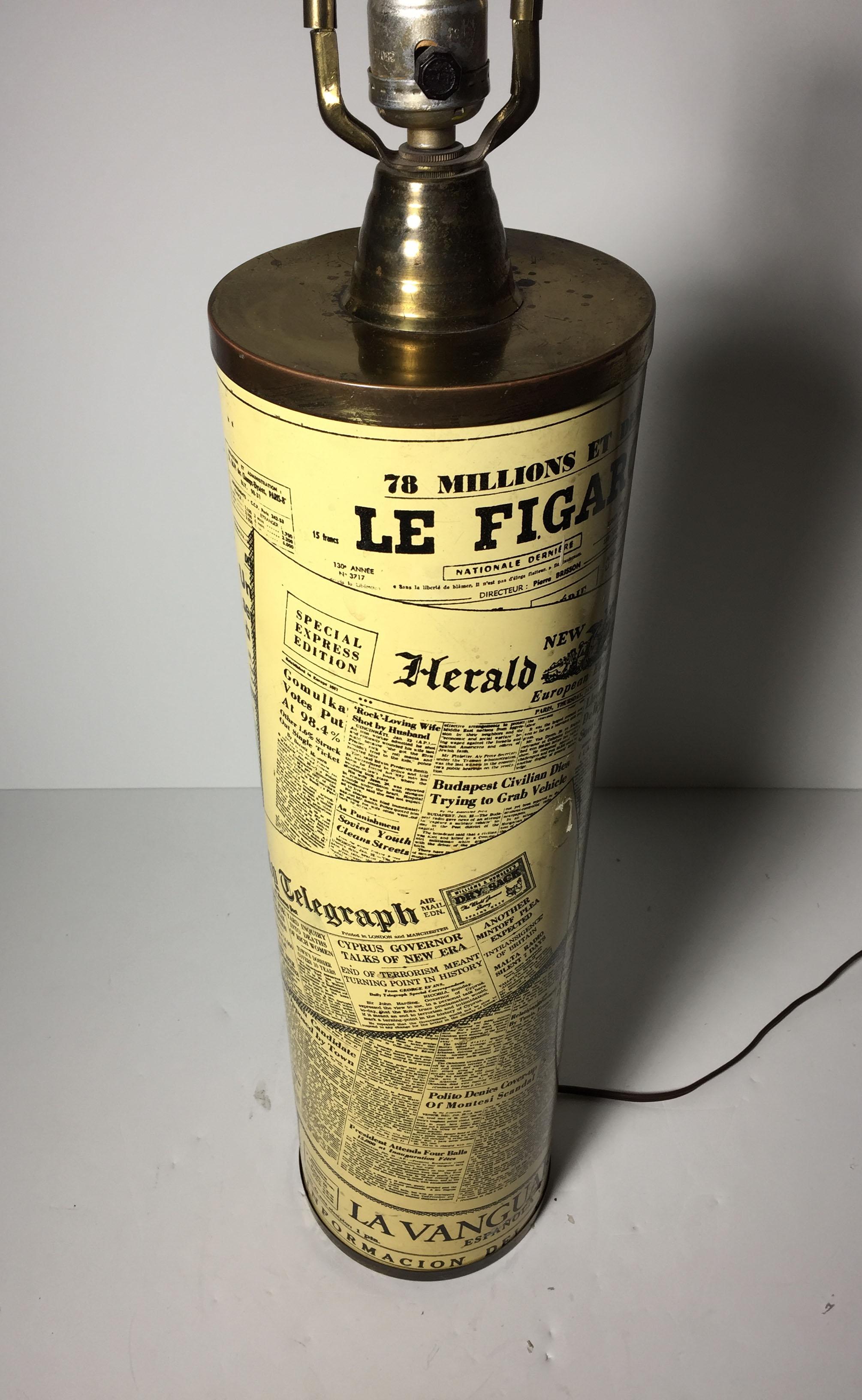 Vintage Italian Metal Lamp by Bucciarelli, Manner of Piero Fornasetti In Good Condition In Chicago, IL