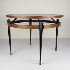 Vintage Italian Metal & Teak Wood Coffee Table by Silvio Cavatorta, 1950s