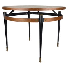 Vintage Italian Metal & Teak Wood Coffee Table by Silvio Cavatorta, 1950s