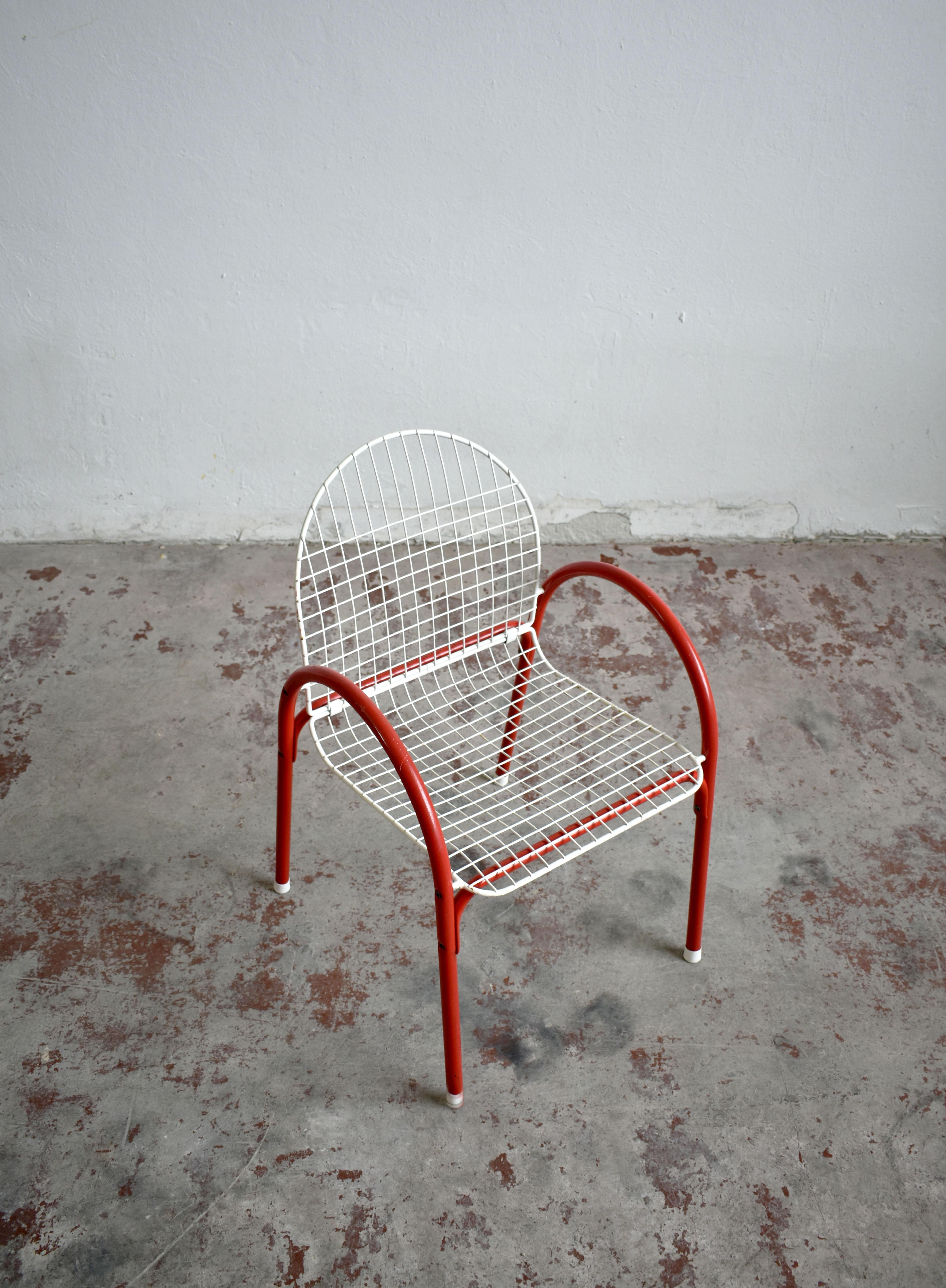 Vintage Italian Metal Wire Mesh Garden Chair, 1980s Pop Art Postmodern 4