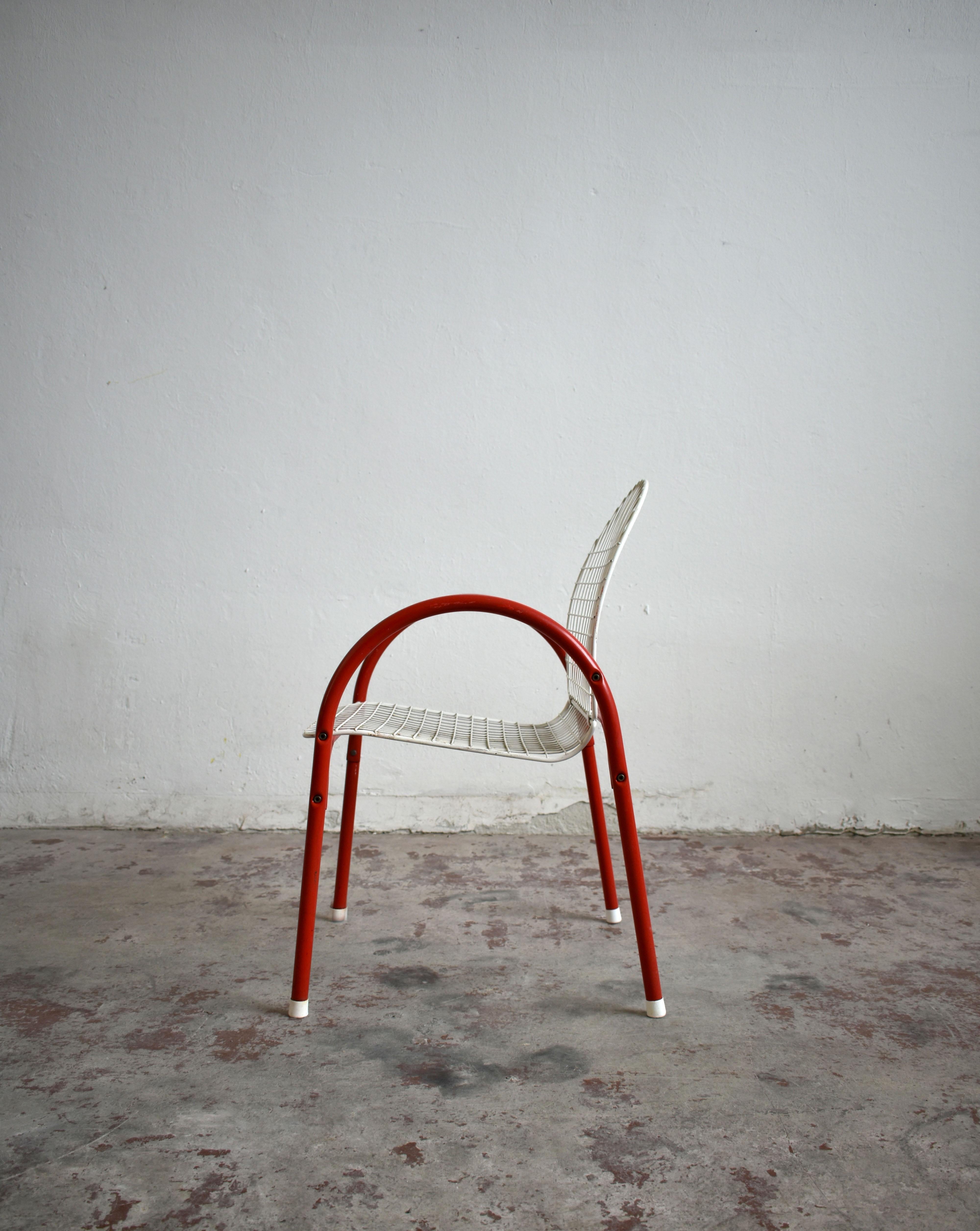 Vintage Italian Metal Wire Mesh Garden Chair, 1980s Pop Art Postmodern In Good Condition In Zagreb, HR