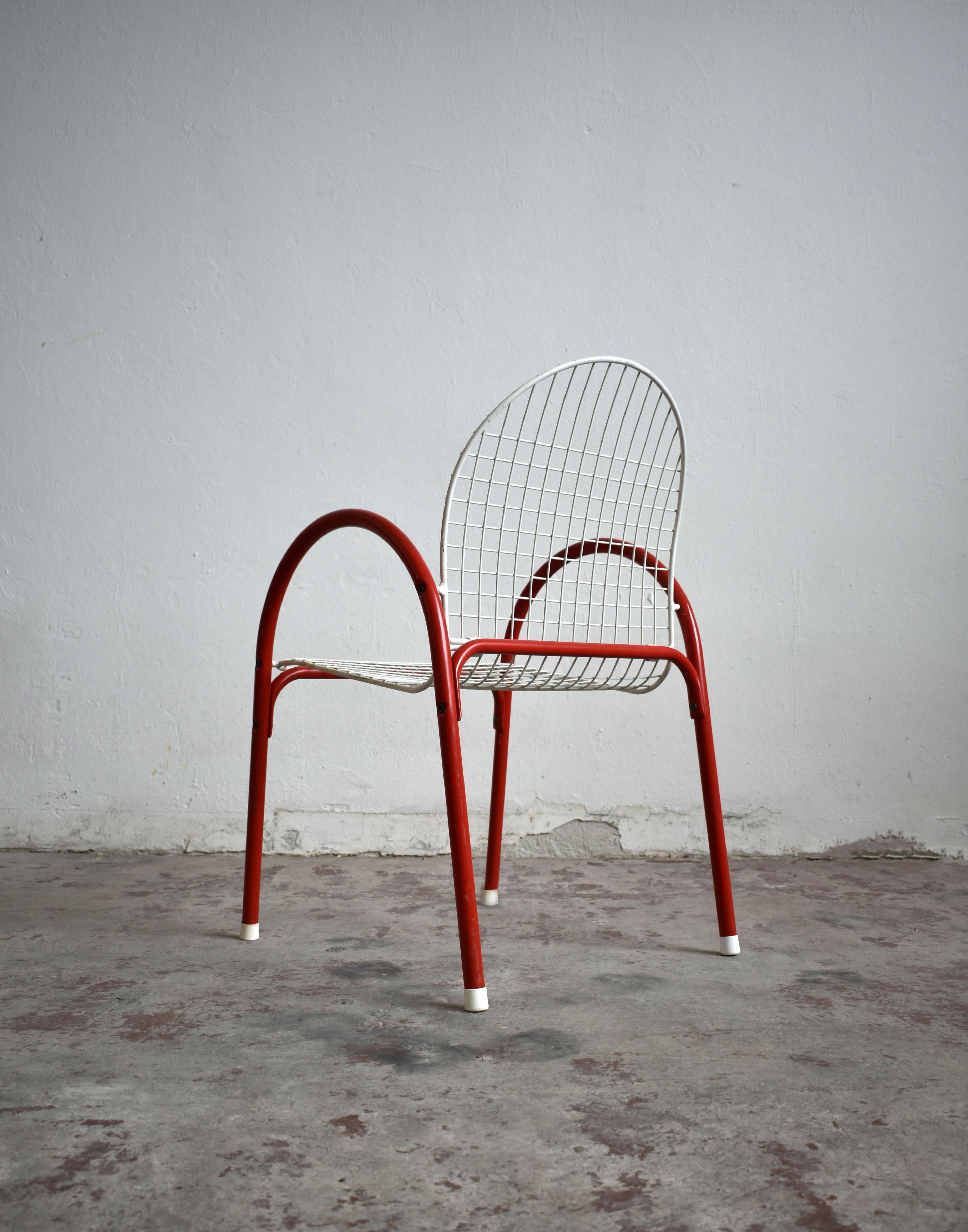 Late 20th Century Vintage Italian Metal Wire Mesh Garden Chair, 1980s Pop Art Postmodern