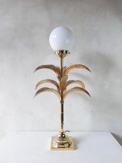 Vintage Italian Metal with Brass Palm Tree Lamp attributed to Sergio Terzani