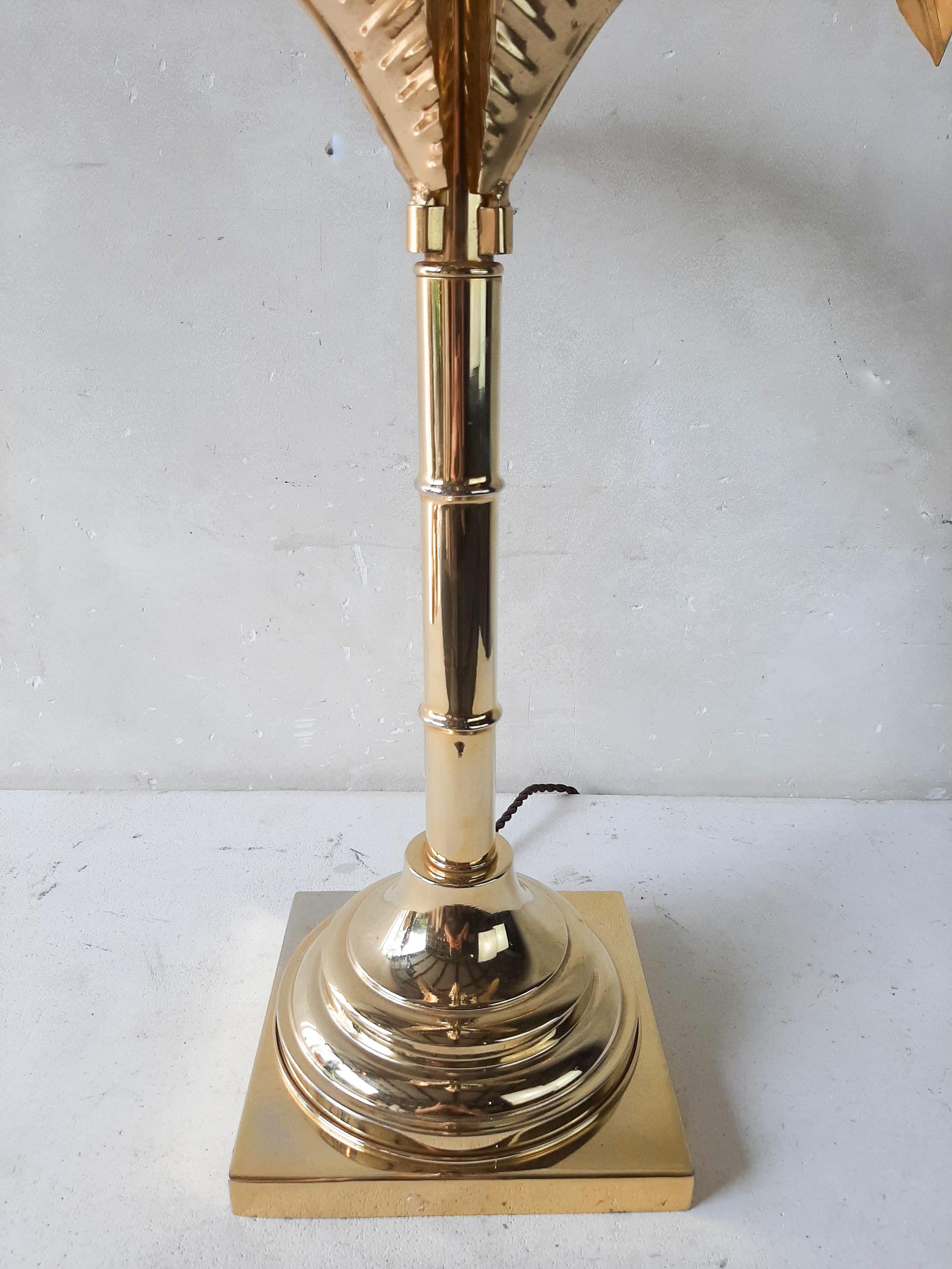 Mid-Century Modern Vintage Italian Metal with Brass Palm Tree Lamp attributed to Sergio Terzani