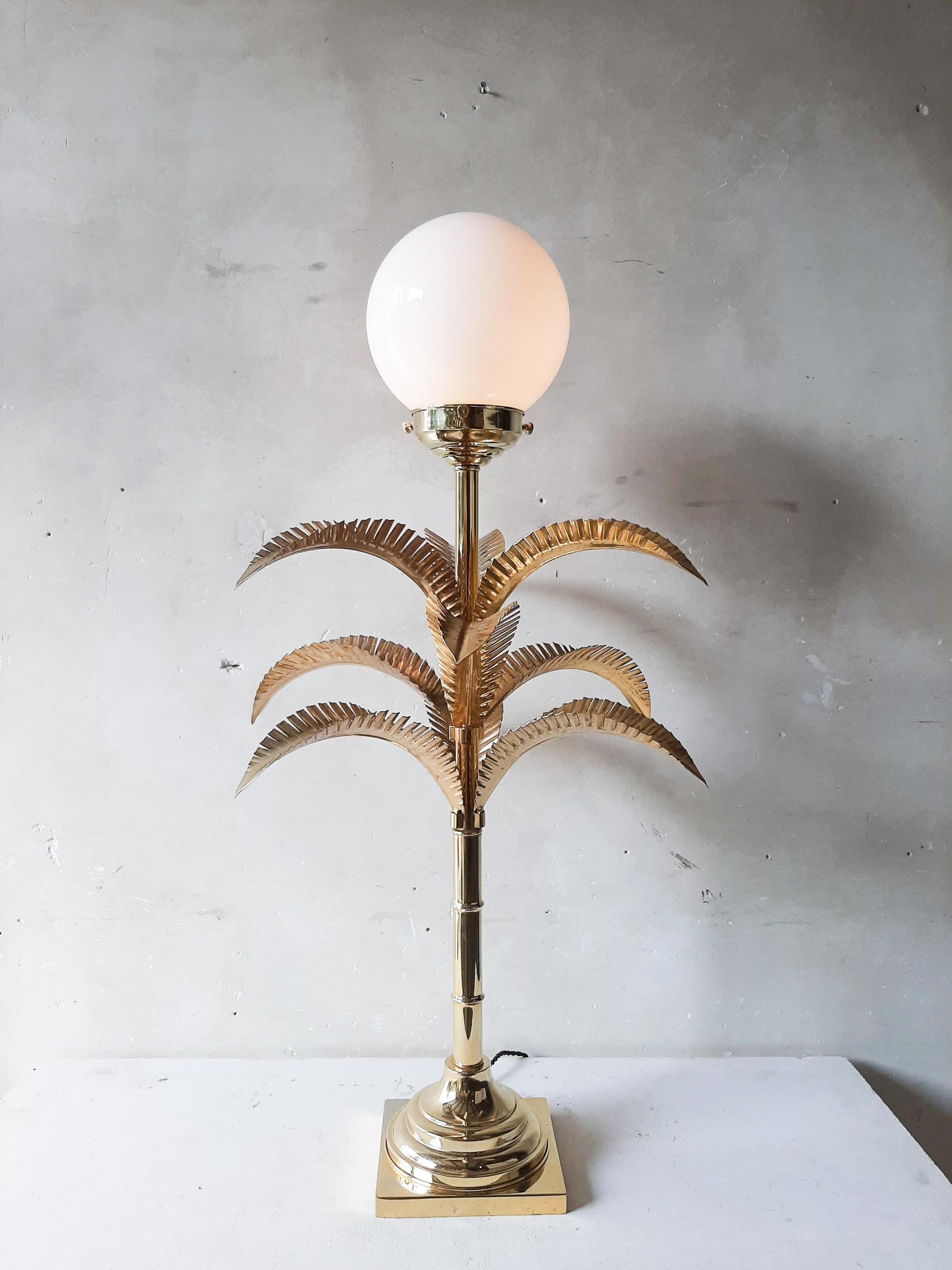 Vintage Italian Metal with Brass Palm Tree Lamp attributed to Sergio Terzani In Good Condition In Baambrugge, NL
