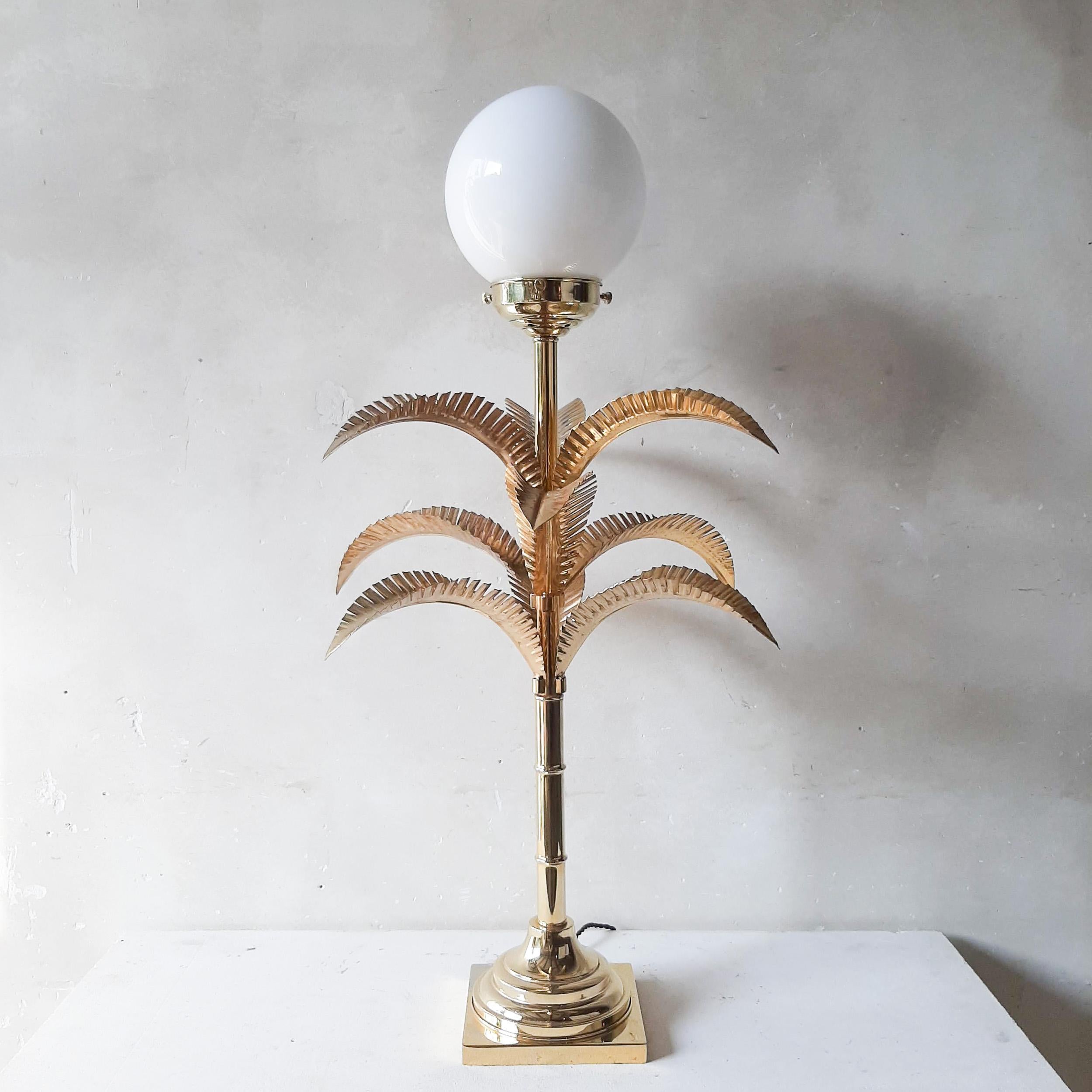 Late 20th Century Vintage Italian Metal with Brass Palm Tree Lamp attributed to Sergio Terzani