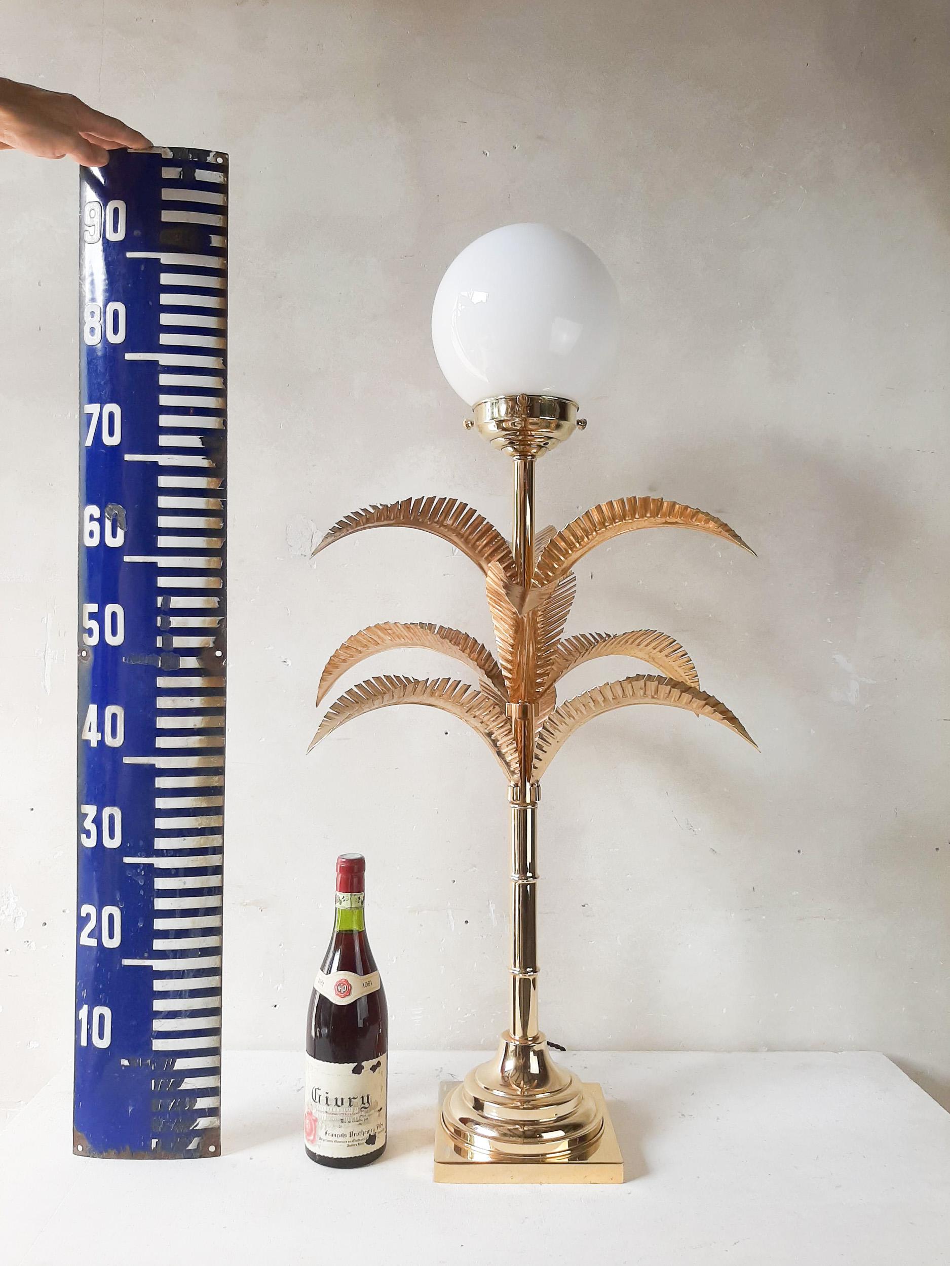 Vintage Italian Metal with Brass Palm Tree Lamp attributed to Sergio Terzani 1