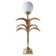 Vintage Italian Metal with Brass Palm Tree Lamp attributed to Sergio Terzani