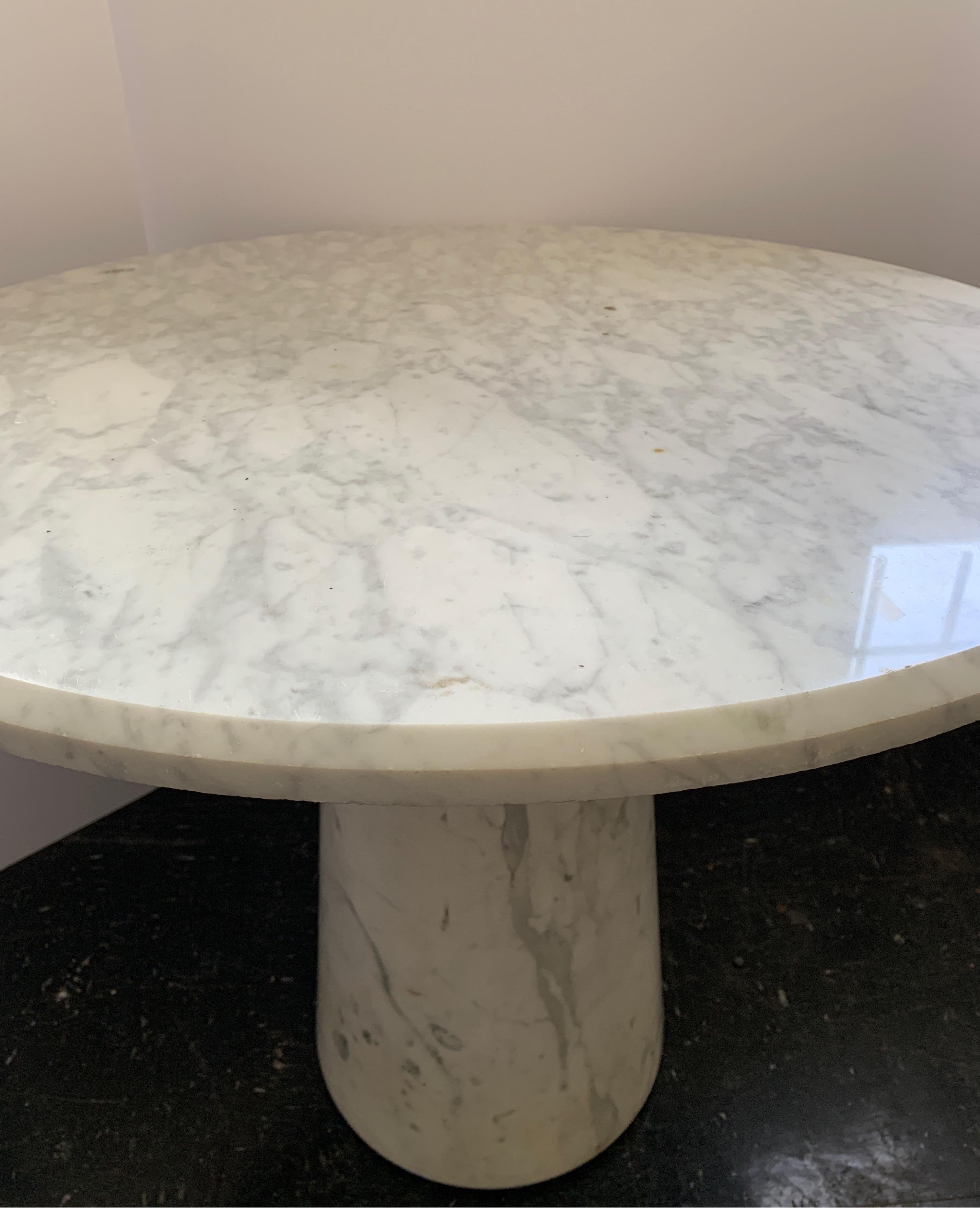 Vintage Italian Midcentury Carrara Marble Table In Good Condition In Houston, TX