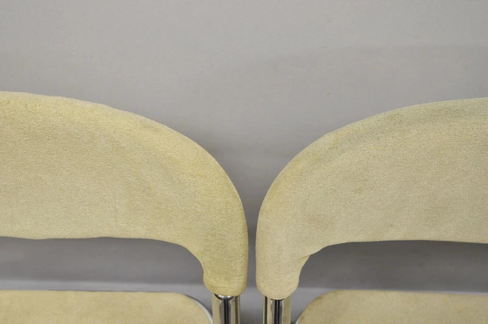 Vintage Italian Mid Century Chrome Upholstered Folding Game Chairs - Set of 4 en Bueno estado para la venta en Philadelphia, PA