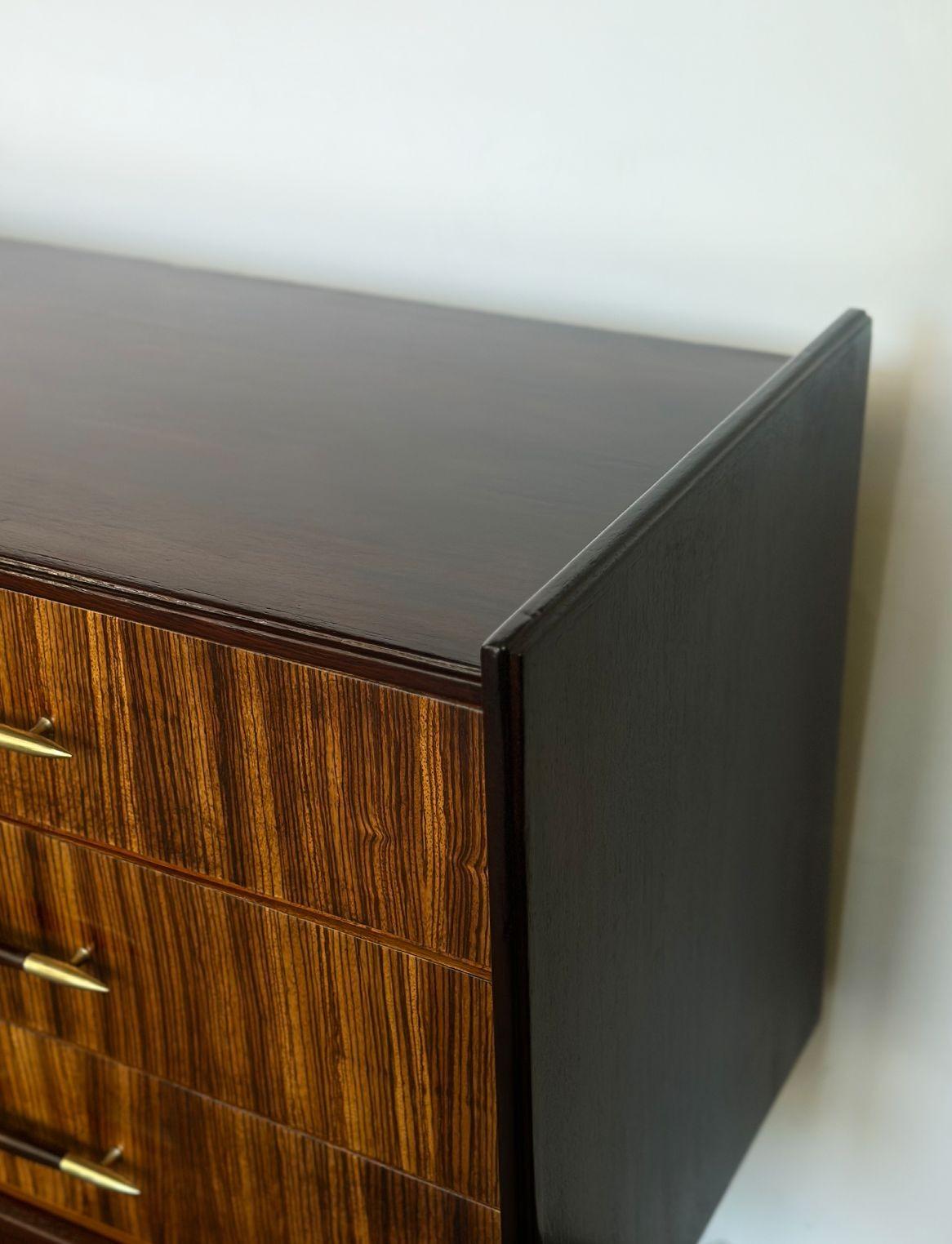 Mid-20th Century Vintage Italian Mid-Century Dresser w/ Brass Accents, c. 1950's For Sale