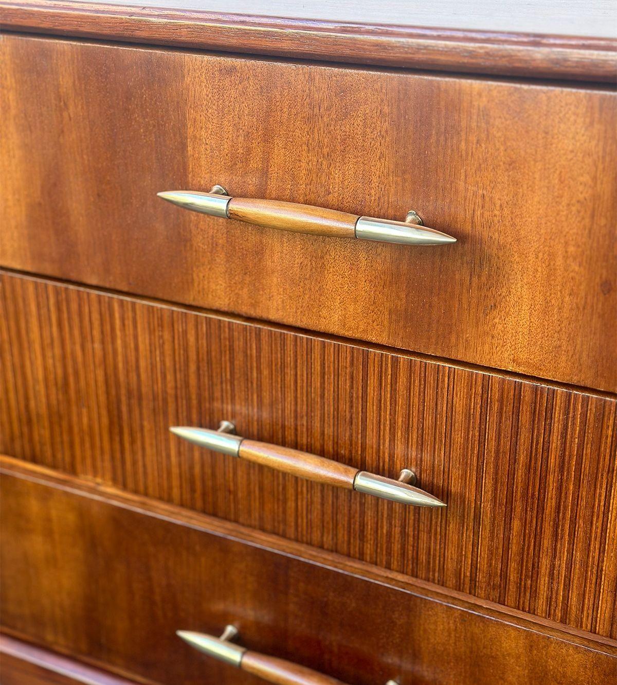 Mid-20th Century Vintage Italian Mid-Century Dresser with Brass Accents, c. 1950's For Sale